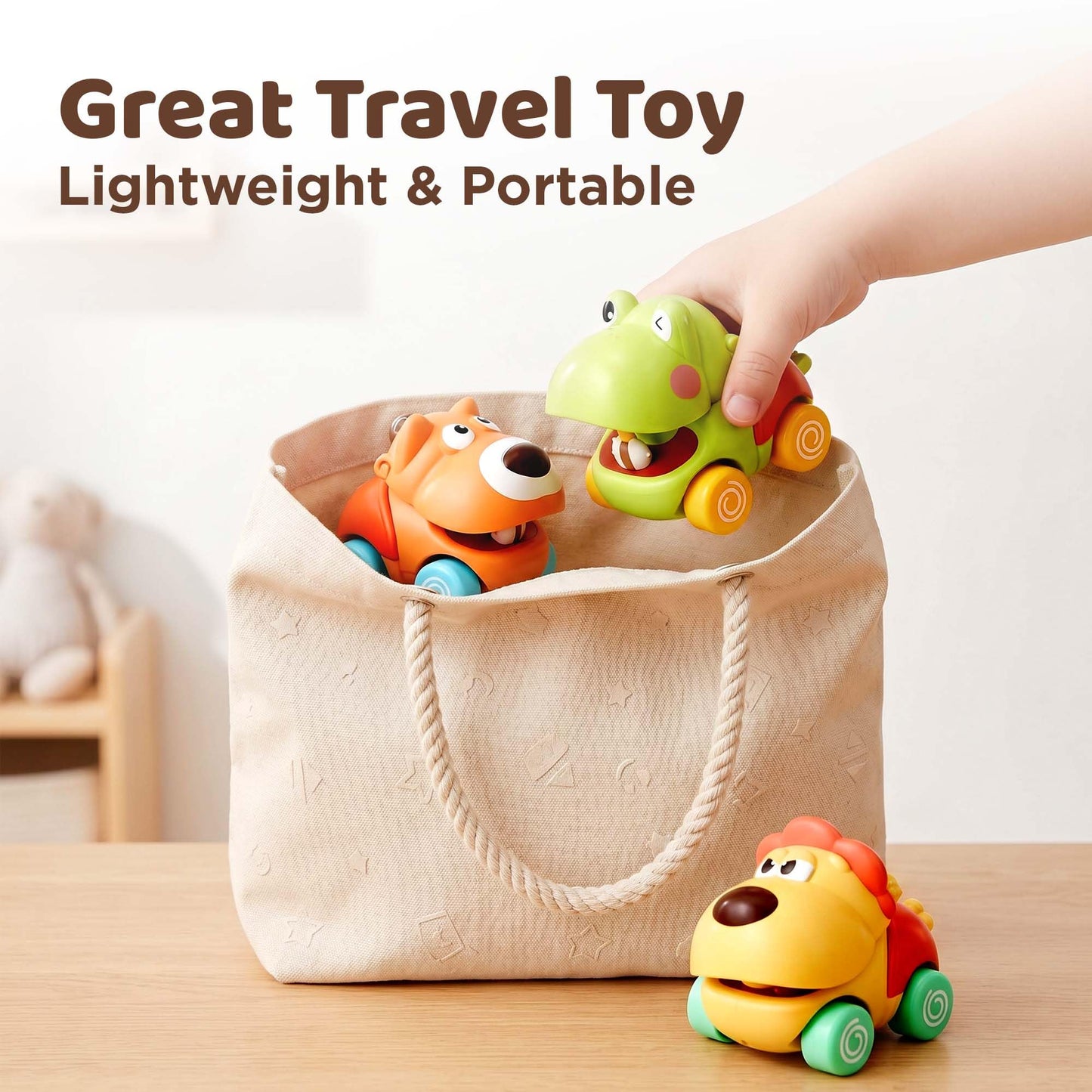 iPlay, iLearn Push Go Animal Car Toys for Toddler 1-3, Baby Friction Racing Cars, Infant Play Vehicle Set, Kids Inertia Vehicle Toy, 1st Birthday Gifts for 12 18 24 Month 1 2 One Year Boys Girls Child