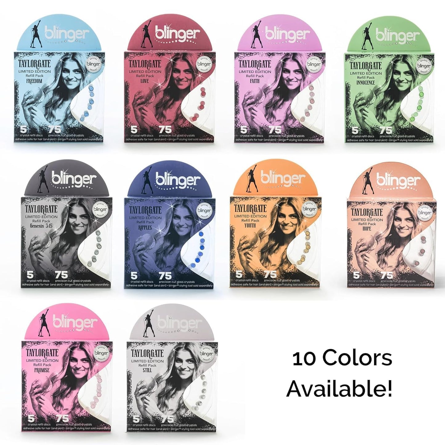 blinger® Limited Edition Reflections Starter Set with 90 Glass Crystals Hair Gems – as seen on Shark Tank| Pink Hair Accessories Styling Tool | Bedazzler Stamper Kit for Girls and Women