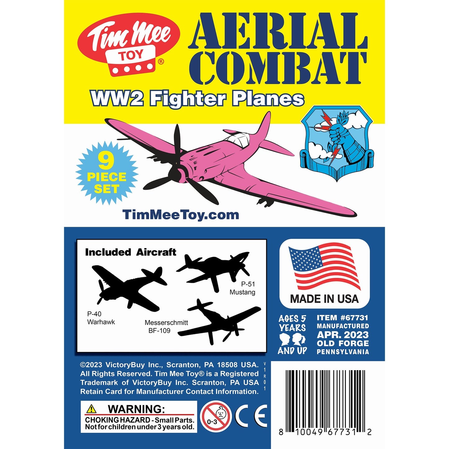 TimMee WW2 Fighter Ace Planes - Pink 9pc Plastic Army Men Airplanes USA Made
