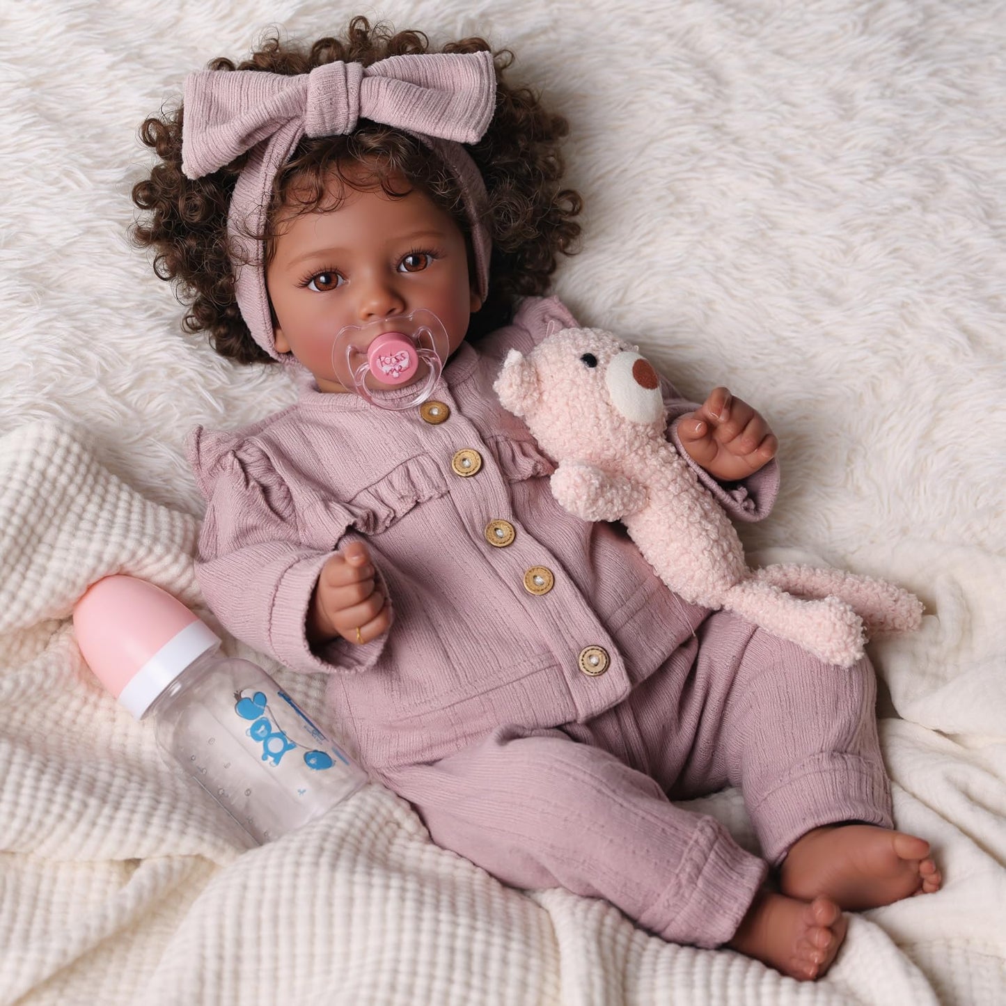 BABESIDE Reborn Baby Dolls Black Girl Callie - 20 Inch Soft Body Realistic Baby Doll Handmade Real Life Baby Dolls with Clothes and Toy Gift for Kids Age 3+