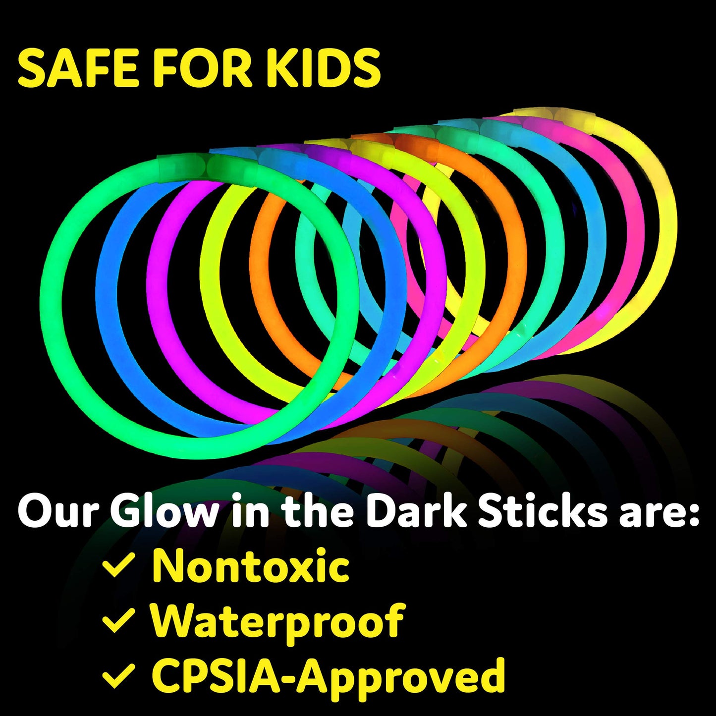 Glow Sticks Bulk Neon Party Supplies - 200 8” Neon Party Glow Sticks w/ Connectors for Glow Necklaces and Glow Bracelets Glow in the Dark Party Supplies