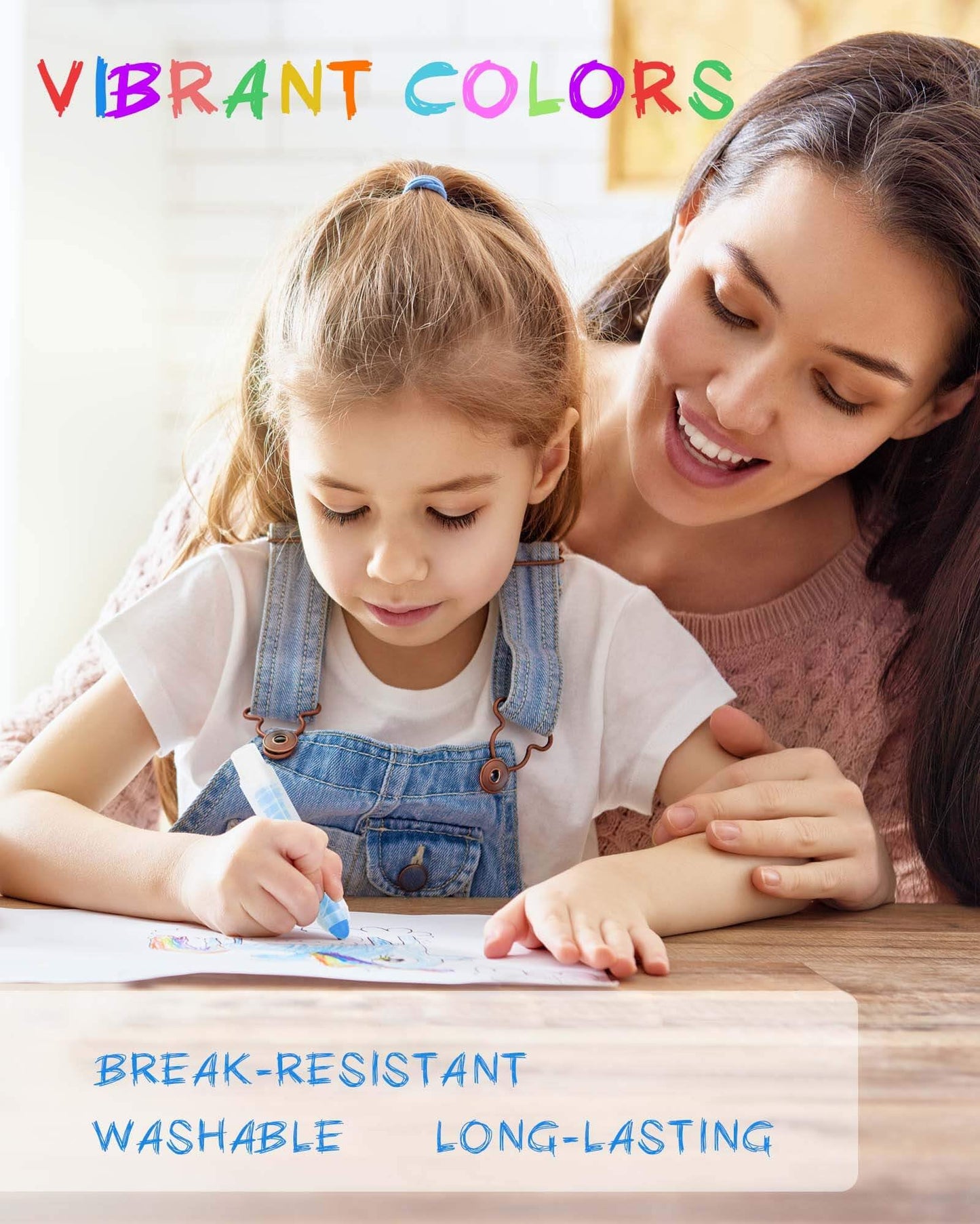 NewFamily 36-Color Dustless Chalk with Holders, Non-Toxic Washable Sidewalk & Blackboard Chalk for Kids' Toddler Art & Indoor Play