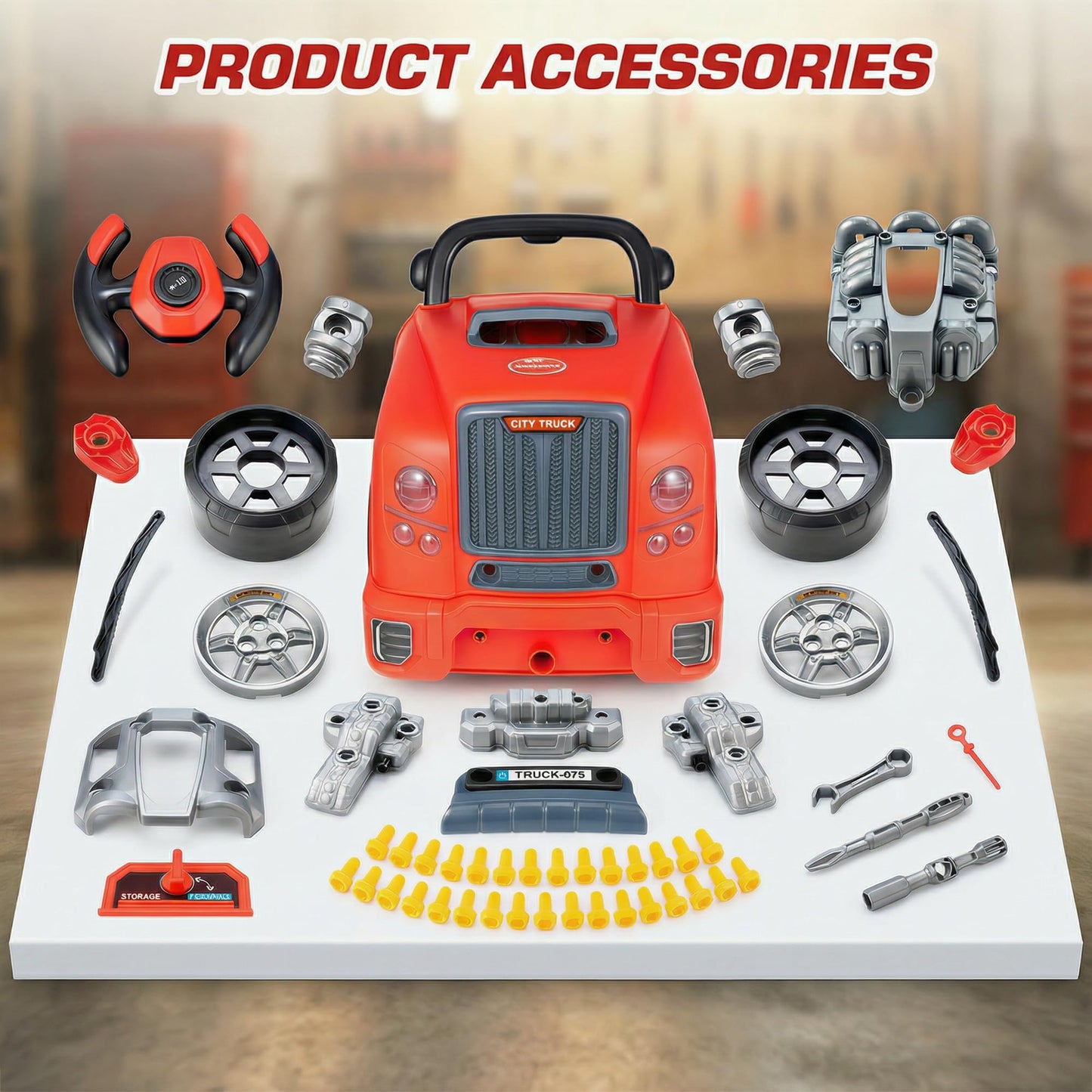 Interactive Truck Engine Toy with Removable Parts - Lights, Sounds, and Fun for Young Mechanics -Unleash their Creativity and Motor Skills with this Truck Engine Toy- Ideal Gift for 3-5-Year-Old Boys