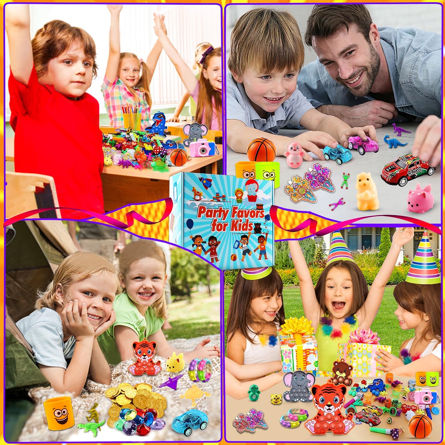 Kiss Monkey Party Favors for Kids 8-12 4-8, 320 Pack Fidget Toys Bulk, Treasure Box Toys for Classroom, Goodie Bags Stuffers for Kids, Classroom Prizes, Birthday Holiday Gifts for Boys Girls
