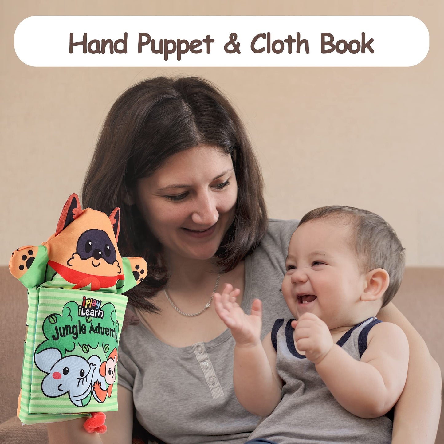 iPlay, iLearn Soft Baby Books 1 Year Old, Babies Animal Cloth Book 6-12 Month, Infant Touch Feel Crinkle Book, Toddler Carseat Crib Bedtime Toy Newborn Birthday Stocking Gift 9 18M 2 3 Yr Kid Boy Girl