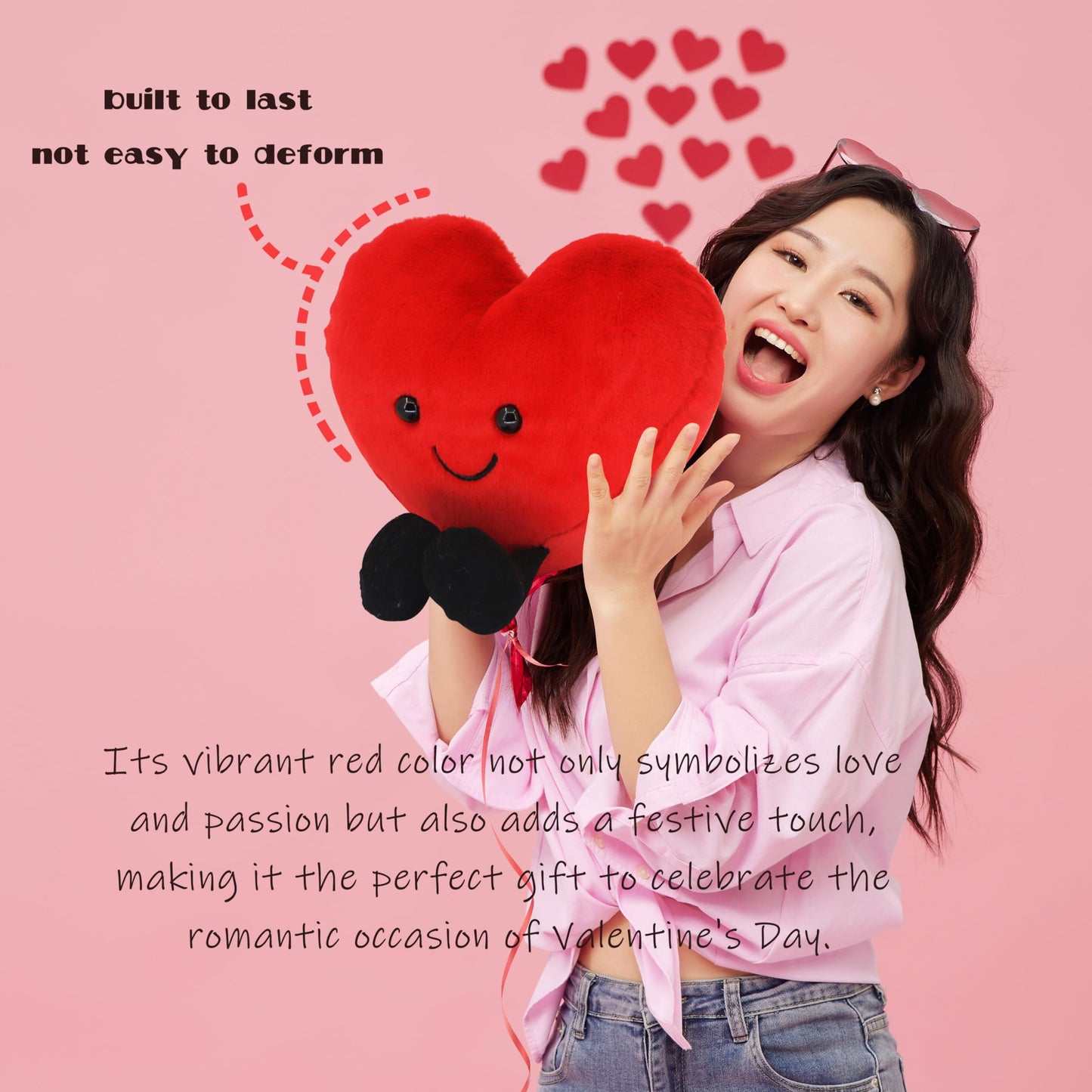 CNAANA Valentine's Day Heart Pillow,Cute Red Love Pillow Plush Toy,Valentine's Day Gifts for Girls and Boys (5 inch)