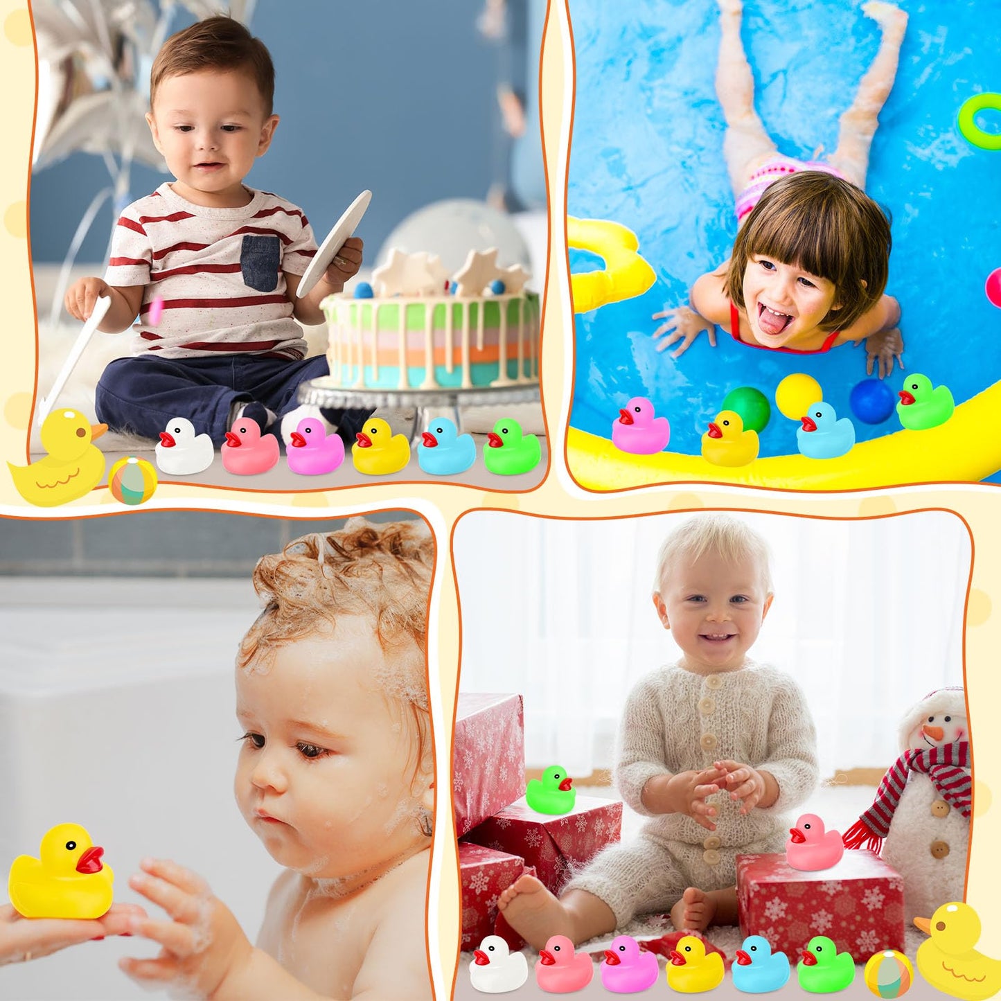 Chitidr 24 Pcs Glow in the Dark Rubber Ducks 2.2'' Luminous Mini Rubber Duck Fluorescent Tiny Light up Floating Squeaky Bathtub Toys for Baby Showers Summer Beach Pool Party Games (Colorful)