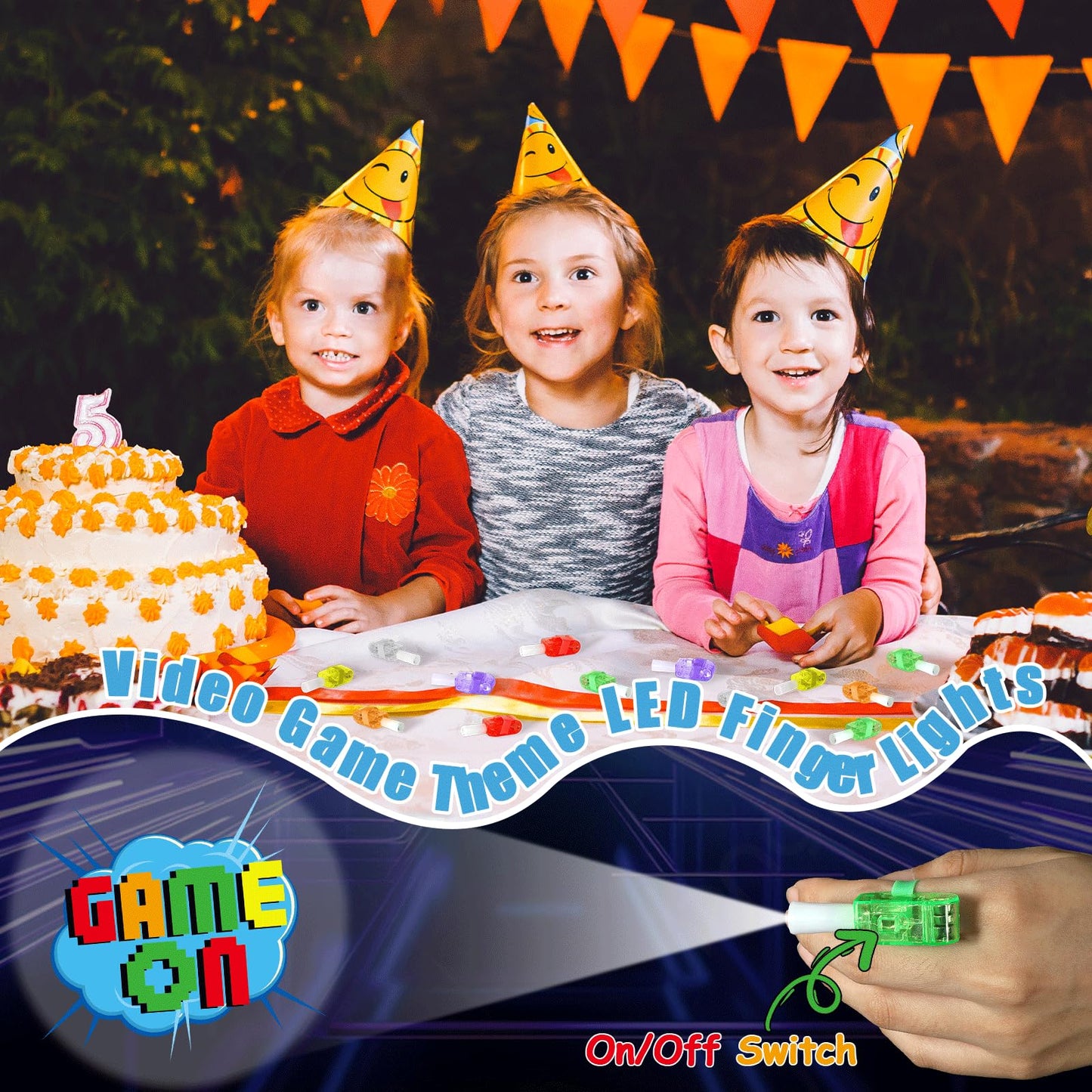CHUNNIN 36 PCS Video Game Party Favors Game LED Light Up Finger Lights, Glow in the Dark Fillers Gamer Party Finger Light Bulk for Chriatmas Goodie Treat Bags Stuffers Game Birthday Party Supplies