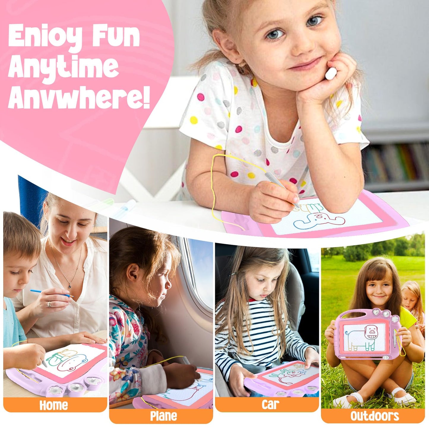 Daisiki Magnetic Drawing Board, Toddler Toys for Age 1 2 3 Boys Girls, Toddler Drawing Board, Birthday Easter Christmas Halloween Kids Toy Gifts for Boys and Girls