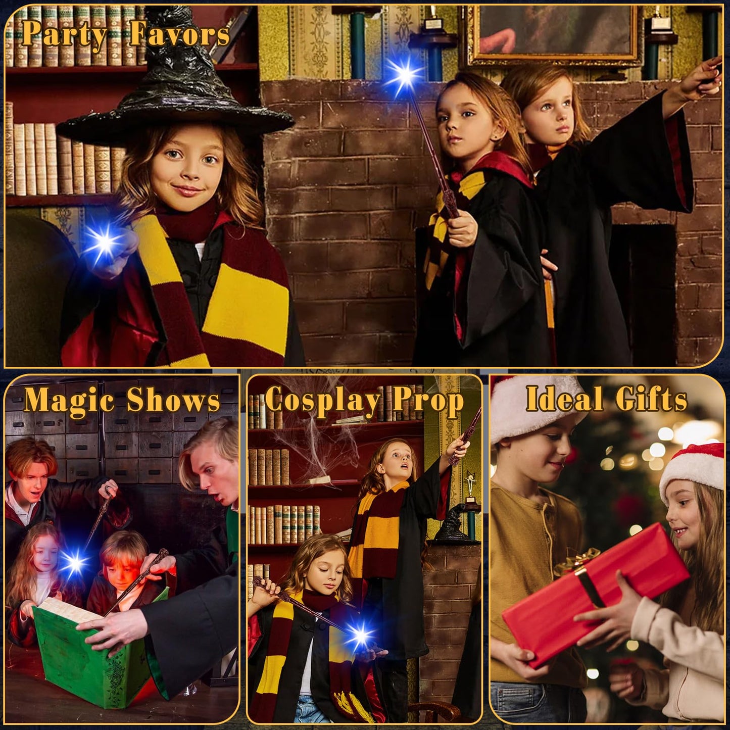 MagicRanger Light Up Wizard Magic Wands with Sound Illuminating Witch Wand Set for Kids Cosplay Birthday Party Favors, Root 2PCS