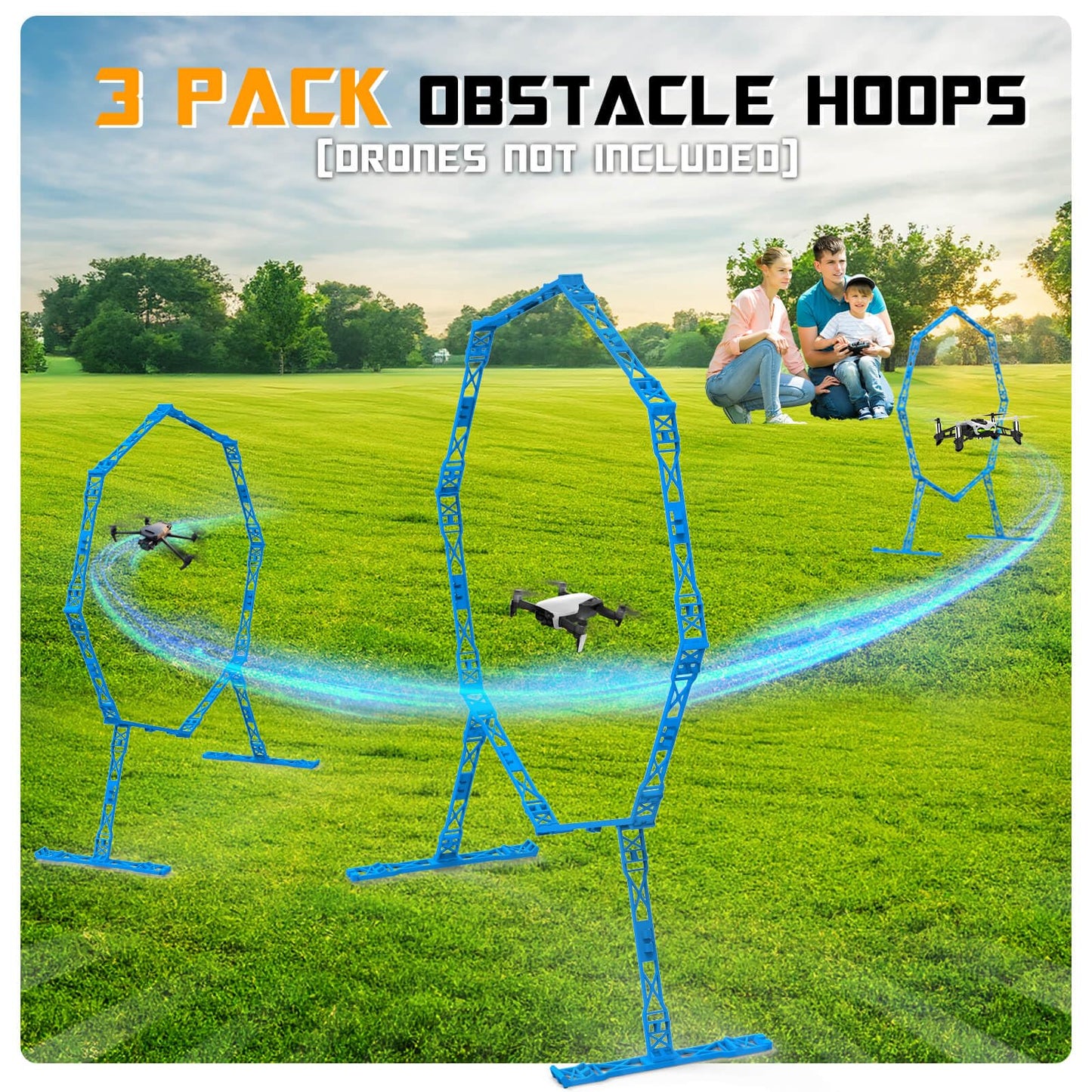 Dolanus 3-Pack Obstacle Hoops for FPV Racing Drones - Durable & Easy-Build - Ideal Drone Obstacle Course for Kids 6-12 & Adults, RC FPV Racing & Model Aircraft Games