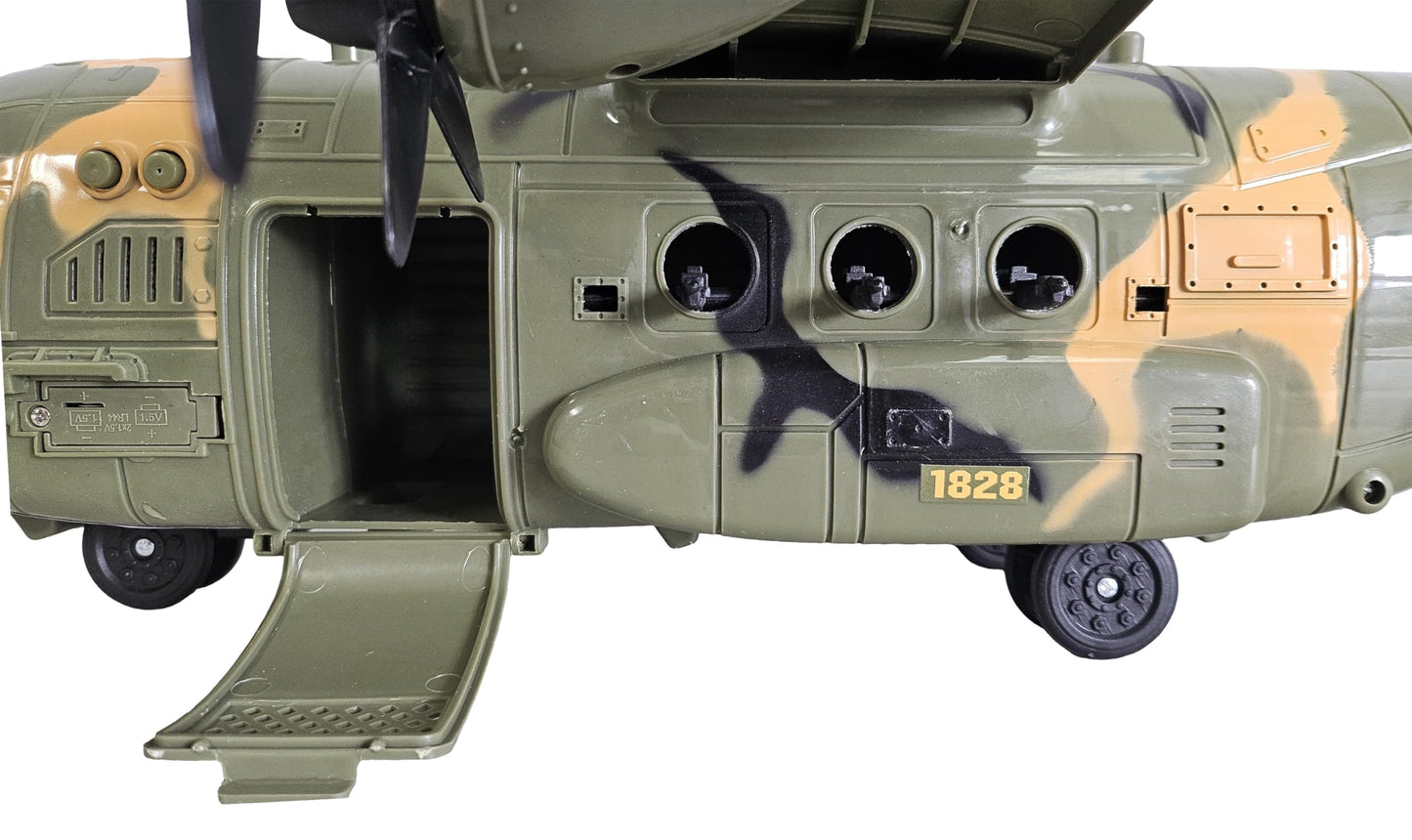 Toy Essentials Large Military 21-Inch Cargo Plane C130 Bomber Combat Air Force with Working Doors 20 Bombs and 12 Military Army Vehicles