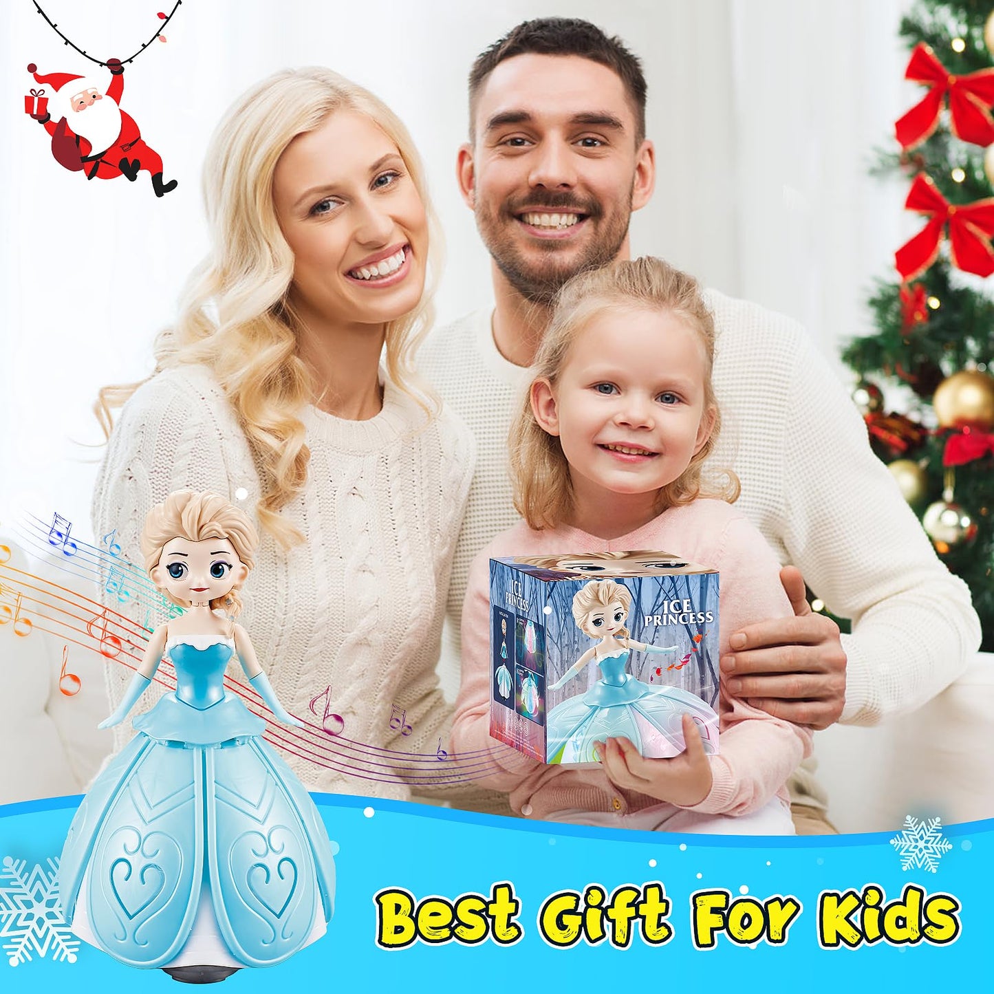 Toys for 3 Year Old Girls, Ice Princess Dancing Robot Doll for 3 4 5 Year Old Girl Birthday Gifts, Bump and Go Moving Toy with Magic Lights & Music, Easter Basket Stuffers Gifts for Kids Toddlers