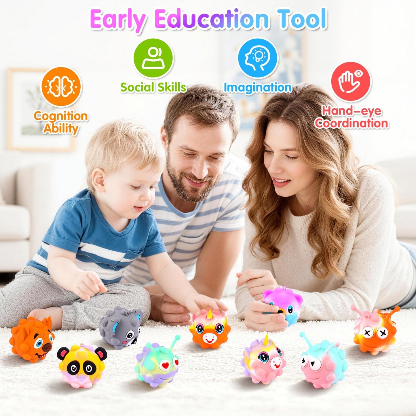18pcs Light Up Animal Pop Balls Fidget Toys Party Favors for Kids 4-8 8-12 Sensory Squeeze Toys Stress Relief Balls Goodie Bag Stuffers Birthday Gifts Classroom Prizes Pinata Stuffers Treasure Box Toy