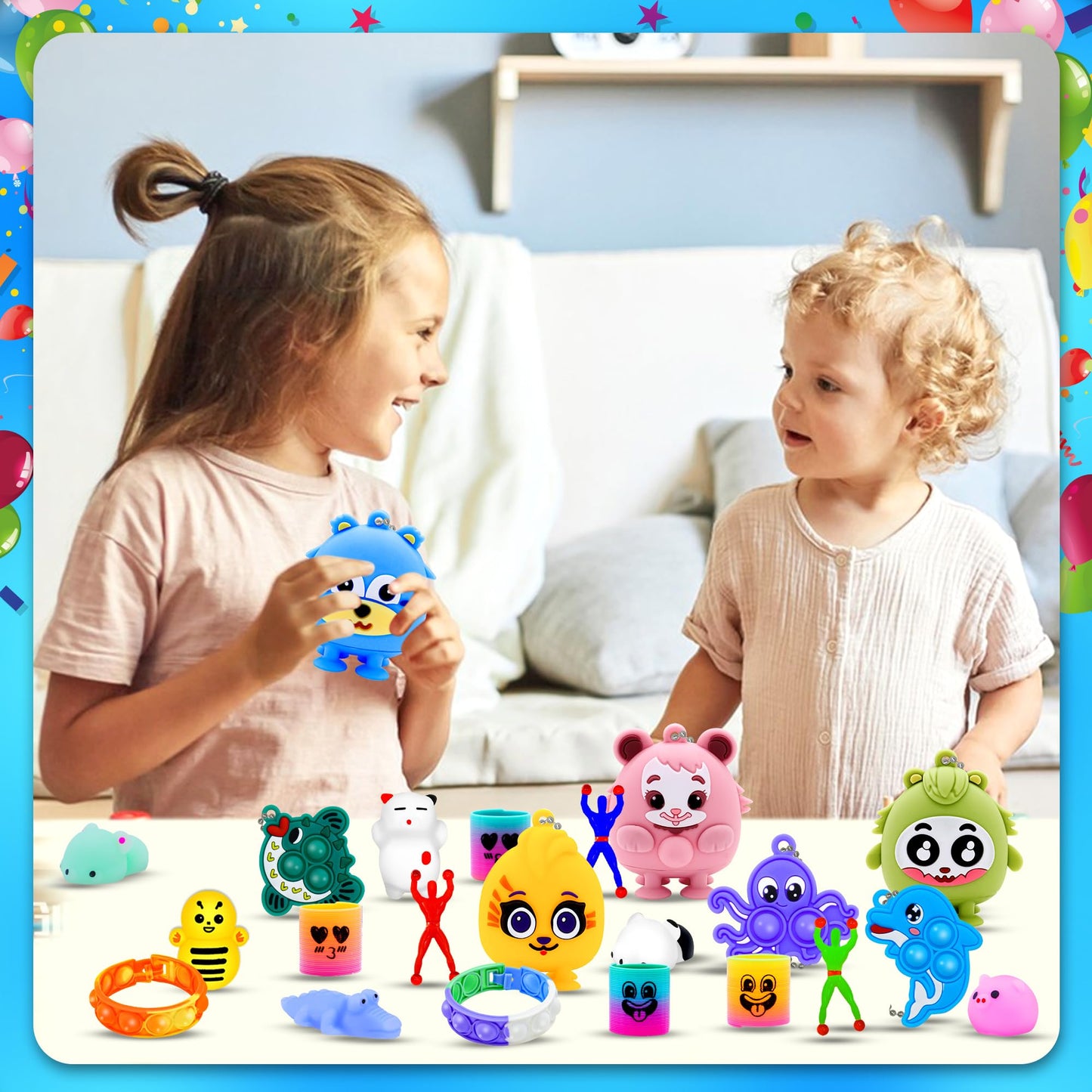 107Pcs Party Favors for Kids, Bulk Fidget Toy Pack, Prizes Box Toys for Kids Classroom, Treasure Box Toys Goodie Bag Pinata Stuffers for Kid 4-8, Birthday Gift, Classroom Prizes, Treasure Chest