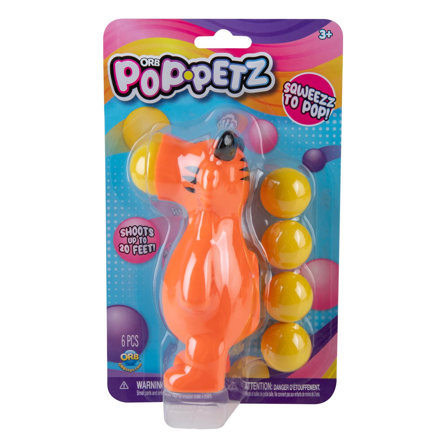 ORB Curiosities Pop-Petz Ultra Zoo 2 Pack - Gorilla and Tiger Squeeze & Launch Ball Popper Toys w/ 5 Foam Balls Each - Ball Shooting, Stress Relieving, Squishy Sensory Animal Toys for Kids