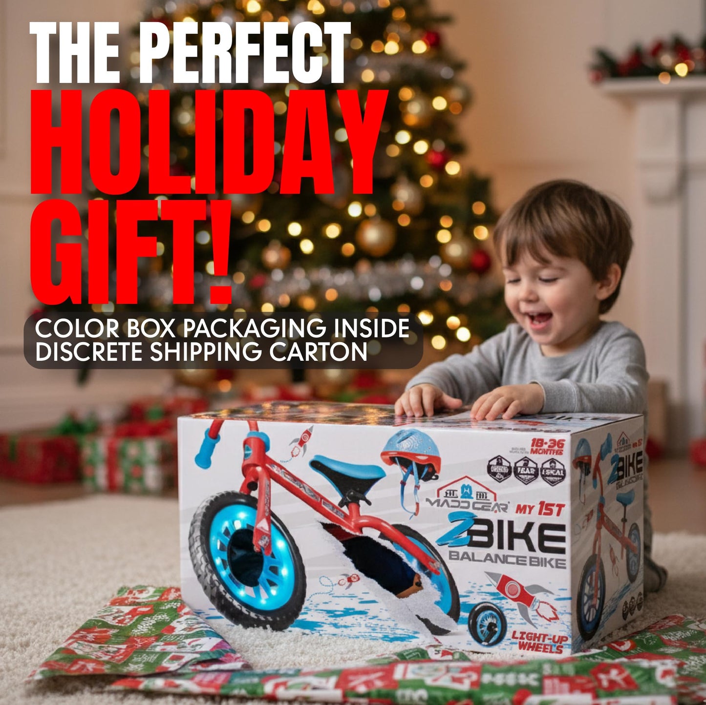 Madd Gear Balance Bike for Toddlers - 18 Month to 4 Years - No Pedal Lightweight Training Bicycles - Adjustable Seat and Maintenance Free 10 Inch Airless Tires - Great Birthday Gift