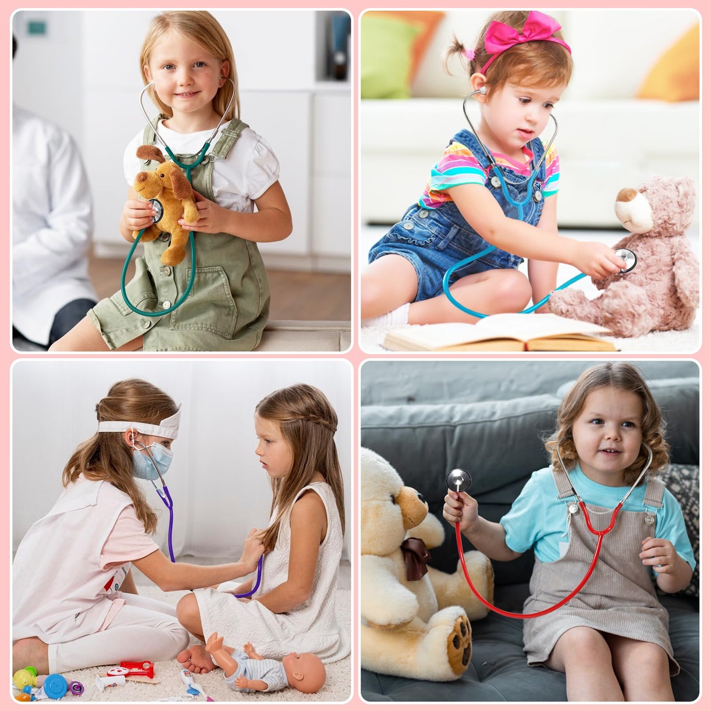 ERDOGLY Kids Stethoscope Toy, 2 Pack Real Working Nursing Stethoscope for Kids, Toy Medical Kit for Toddler, Boys, Girls Doctor Nurse Cosplay Costume Accessories