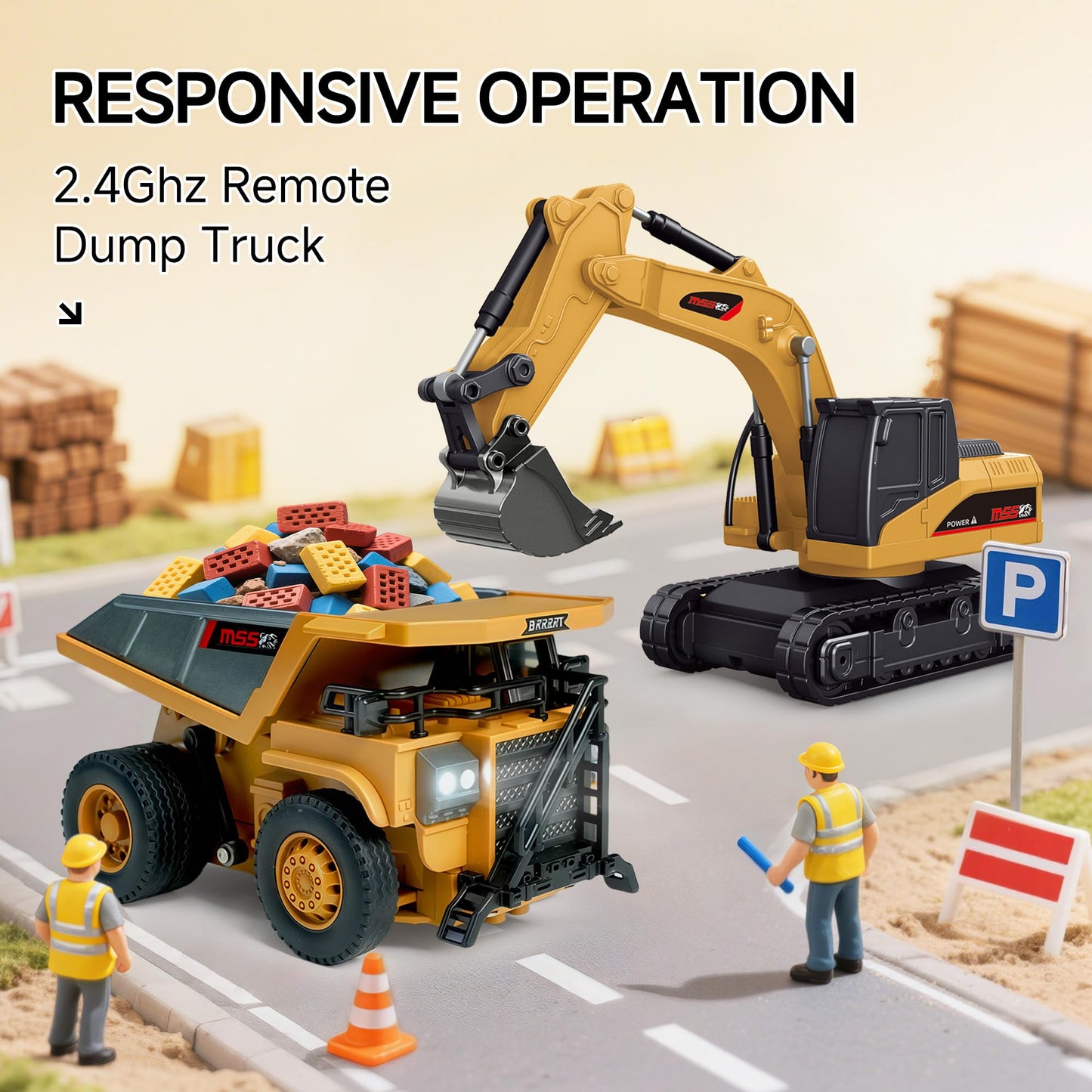 BRRRRT 1/64 RC Dump Truck,Full Proportion Mini Dump Truck Toy,8-Channel Remote Control Toy with Metal Bed & Light, RC Construction Vehicles,Type-C Built-in Battery for Boys and Girls Age 3+