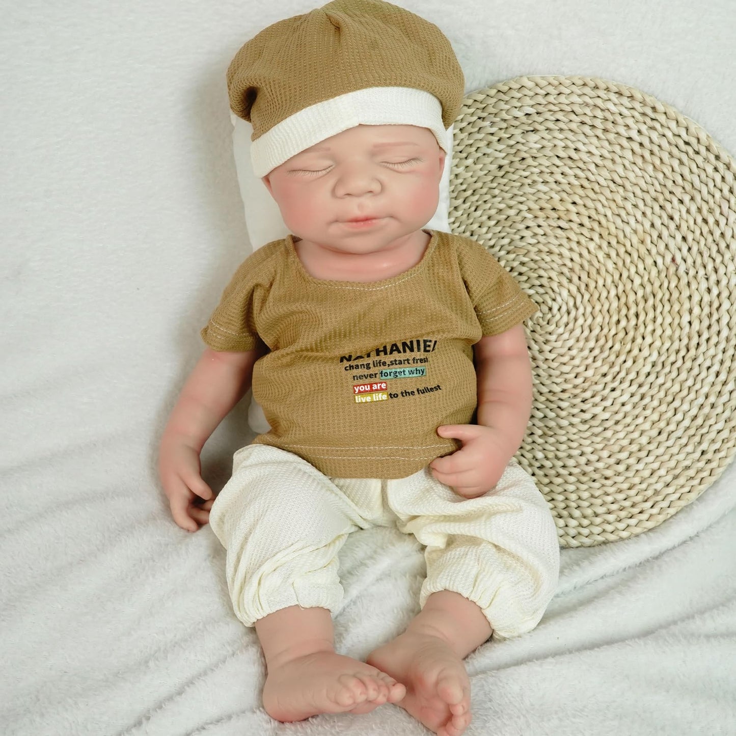 MEIVCOS 18.3 in Full Silicone Reborn Baby Dolls, 1:1 Lifelike Newborn Dolls Non Vinyl Realistic Reborn Toddler Dolls Boy Washable Sleeping Doll