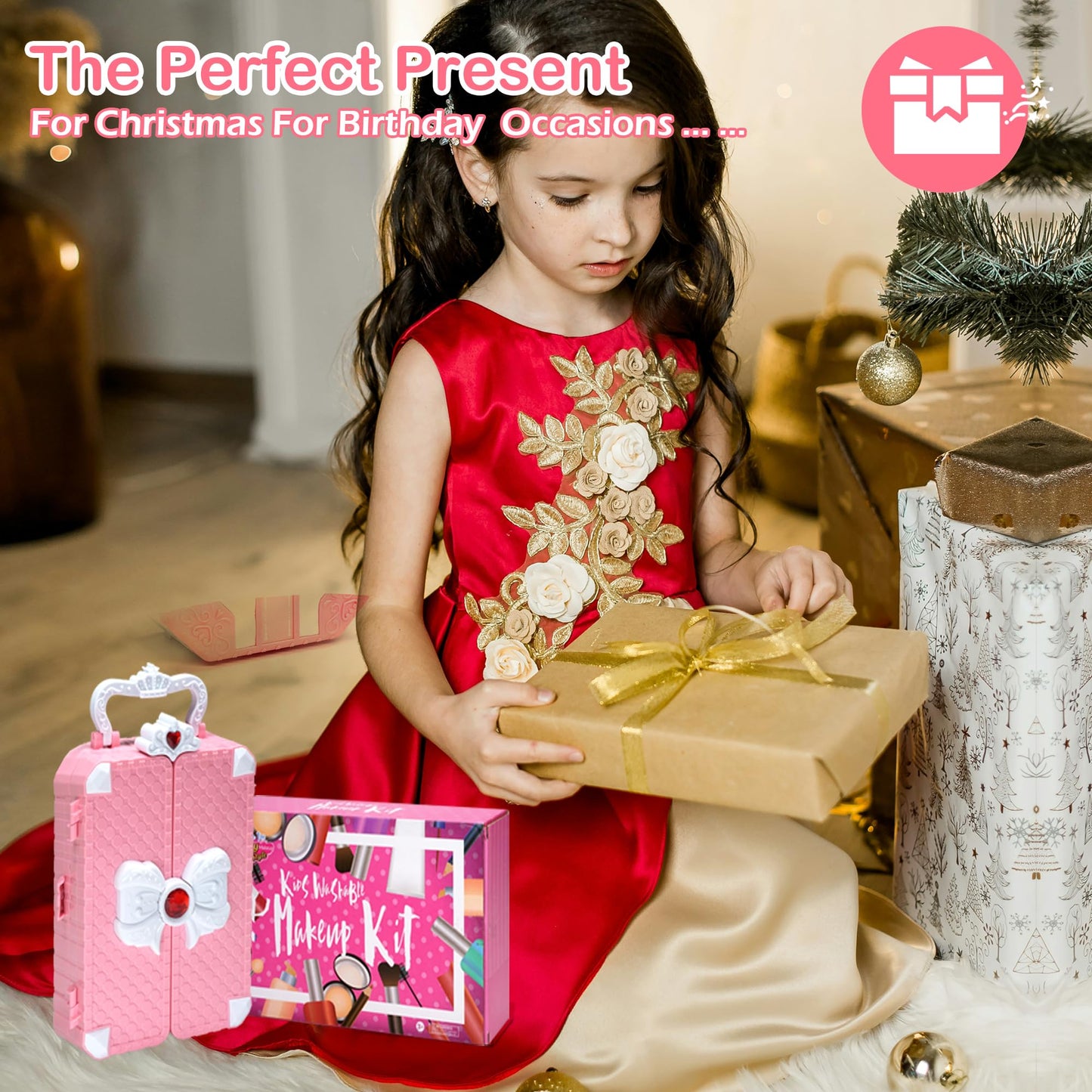 Kids Makeup Sets for Girls 5-8, 74 Pcs Kids Makeup Kit for Girls Non-Toxic Washable Real Cosmetic Set, Play Make Up Kit, Toddlers Birthday Gifts Princess Toys for 3 4 5 6 7 8 9 10 11 12 Year Old