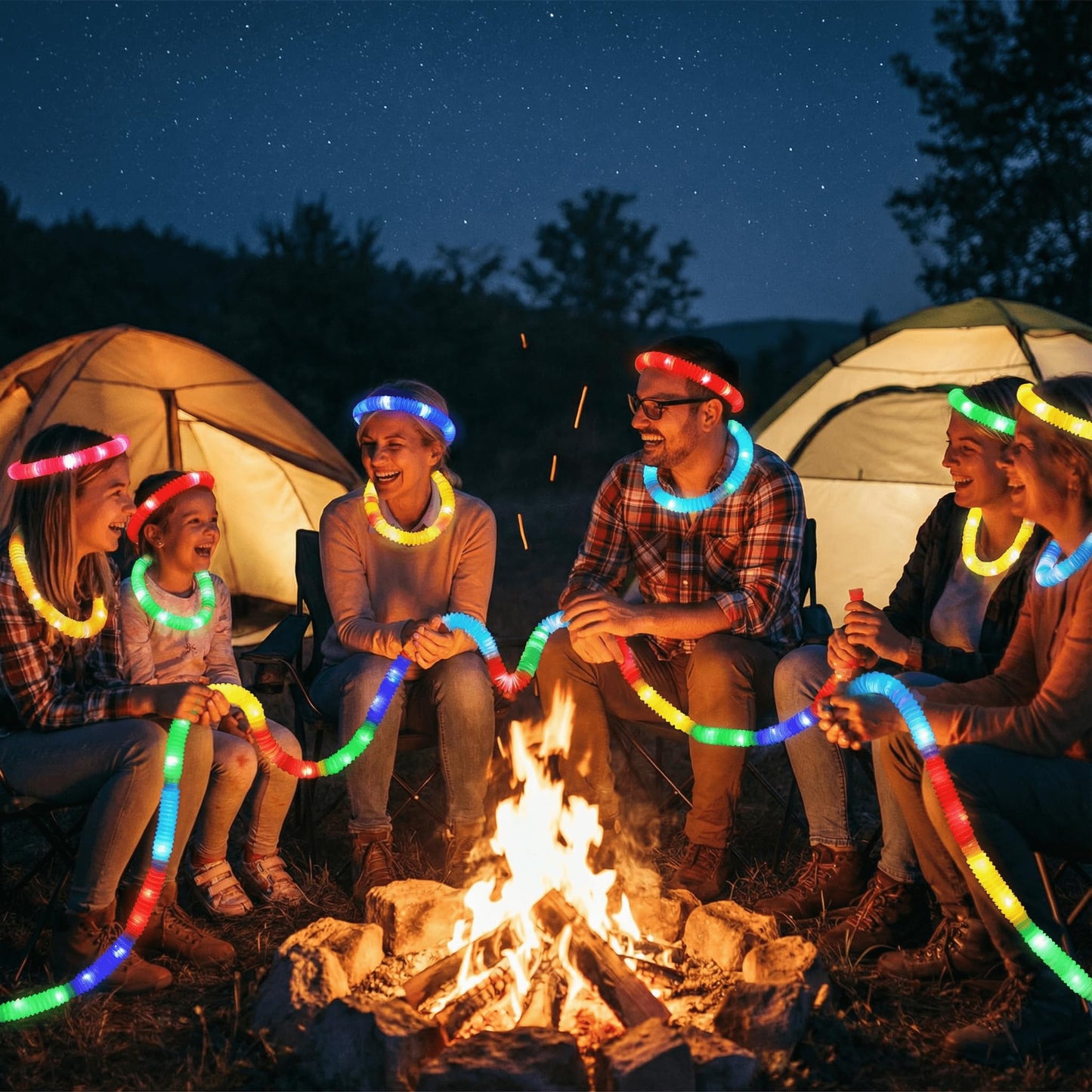 ProlPings 30 Packs Light Up Pop Tube,Glow Sticks Bulk Party Favors for Kid Glow in Dark Party Supplies Glow Fidget Tubes Sensory Toy bulk Stretchy Tubes for Adult Stress-Relief Birthday Wedding