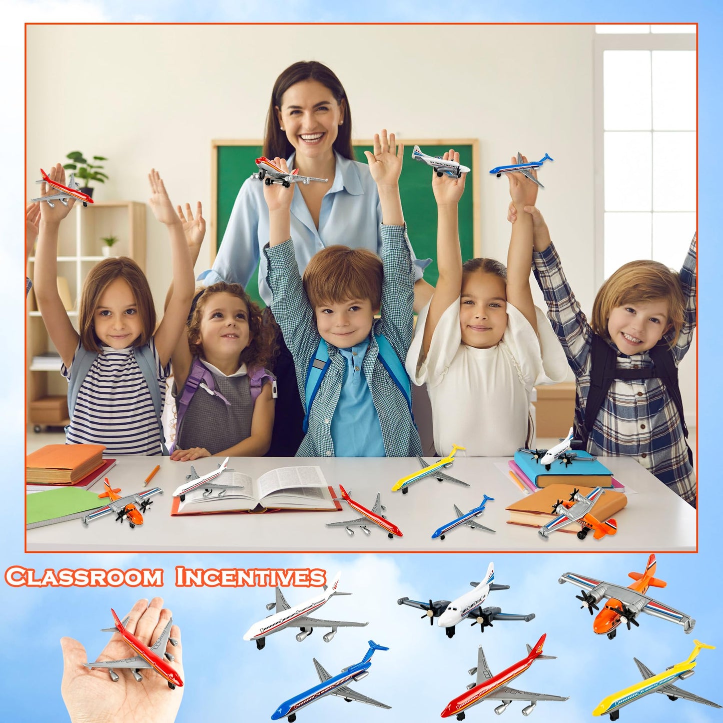 24 Pack Diecast Airplane Model Alloy Airplanes Toy for Kids Birthday Children's Day Party Favor Educational Fun Gifts Classroom Rewards
