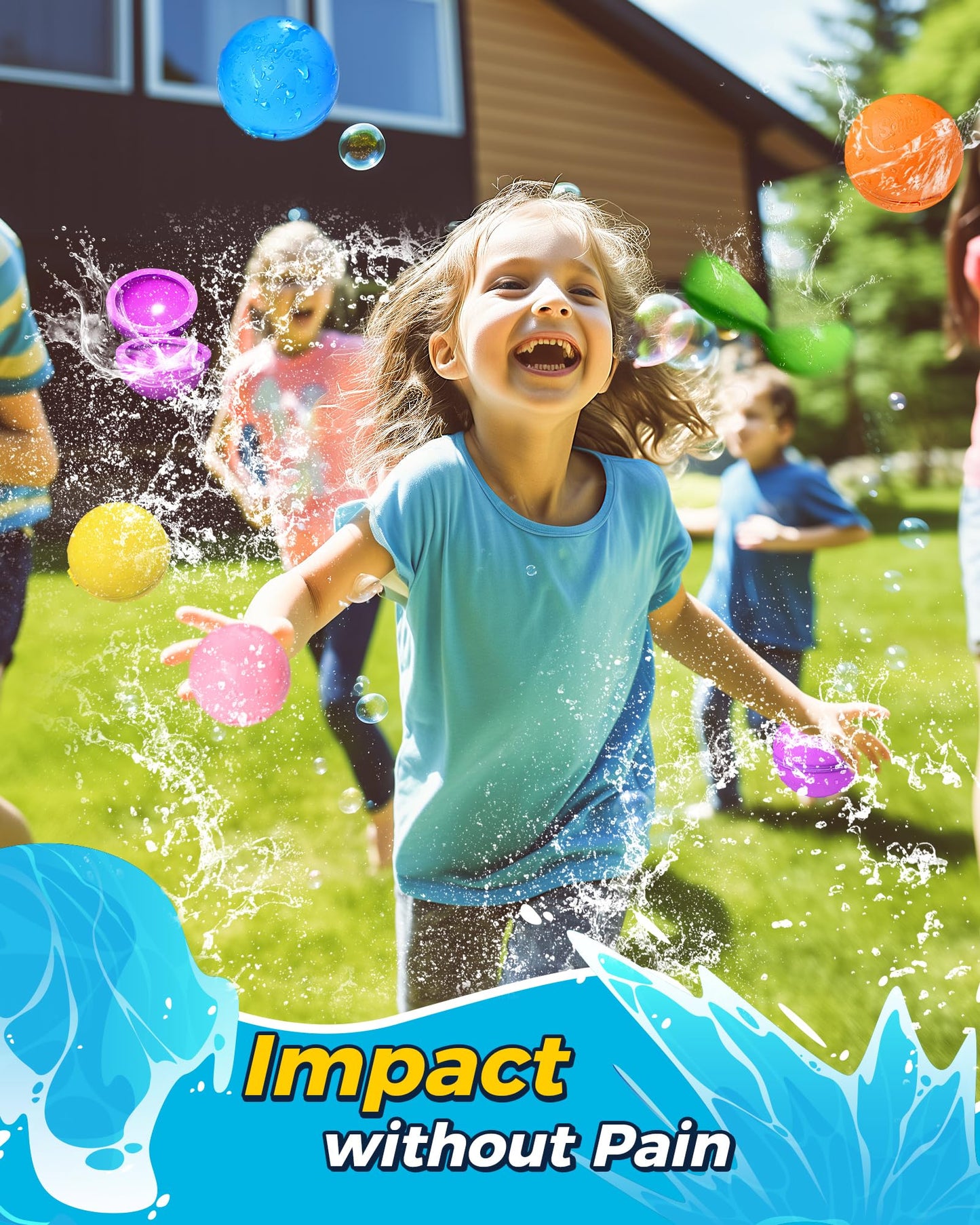 Tlitlimom 16Pcs Reusable Water Bomb Balloons, Pool Beach Toys for Kids ages 3-12, Summer Toy Water Toy for and Girls, Outdoor Activities Water Games Toys Self Sealing Water Splash Ball for Fun