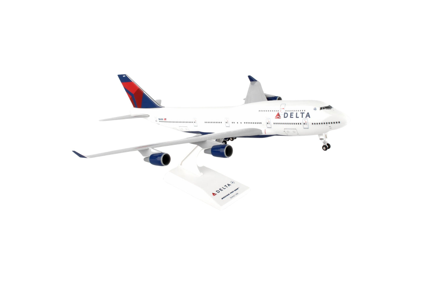 Daron Skymarks Delta 747-400 Airplane Model Building Kit with Gear, 1/200-Scale , White