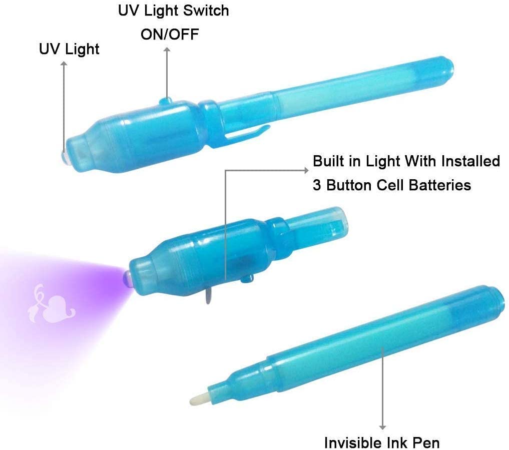 KERRT 30 Pieces Invisible Ink Pen with UV Light Spy Pens Secret Message Pens Magic Invisible Ink Marker Party Favors for Kids