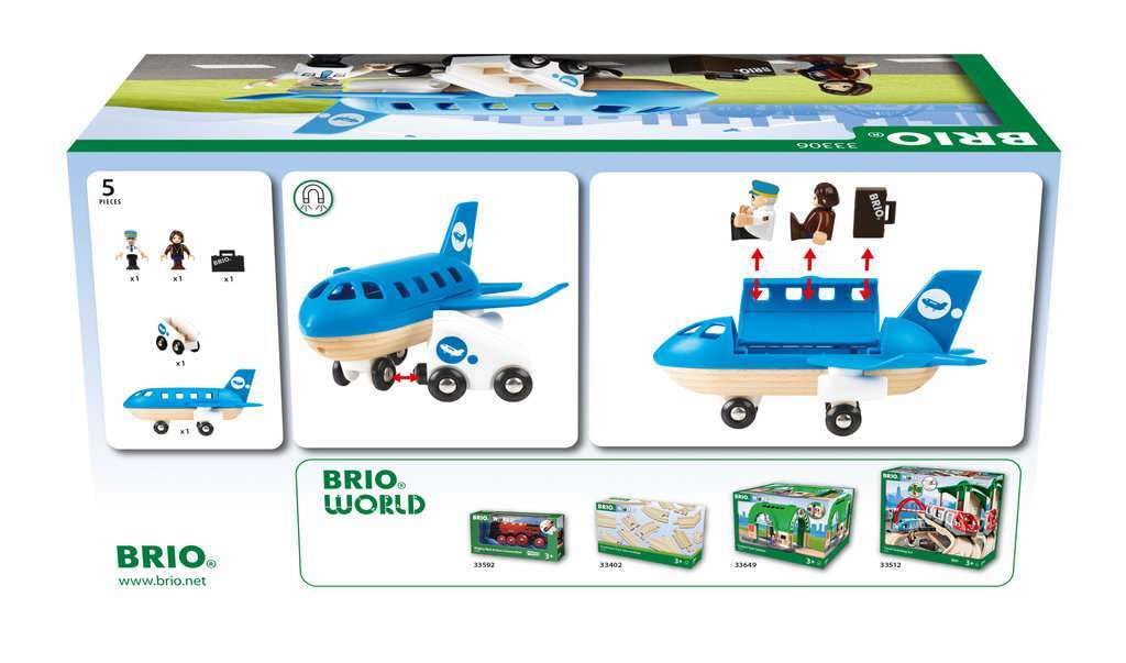 BRIO World - 33306 Airplane | Stimulating Wooden Toy Plane Set | Enhances Creativity and Logical Thinking | Compatible with BRIO Railway Toys | for Kids Aged 3+