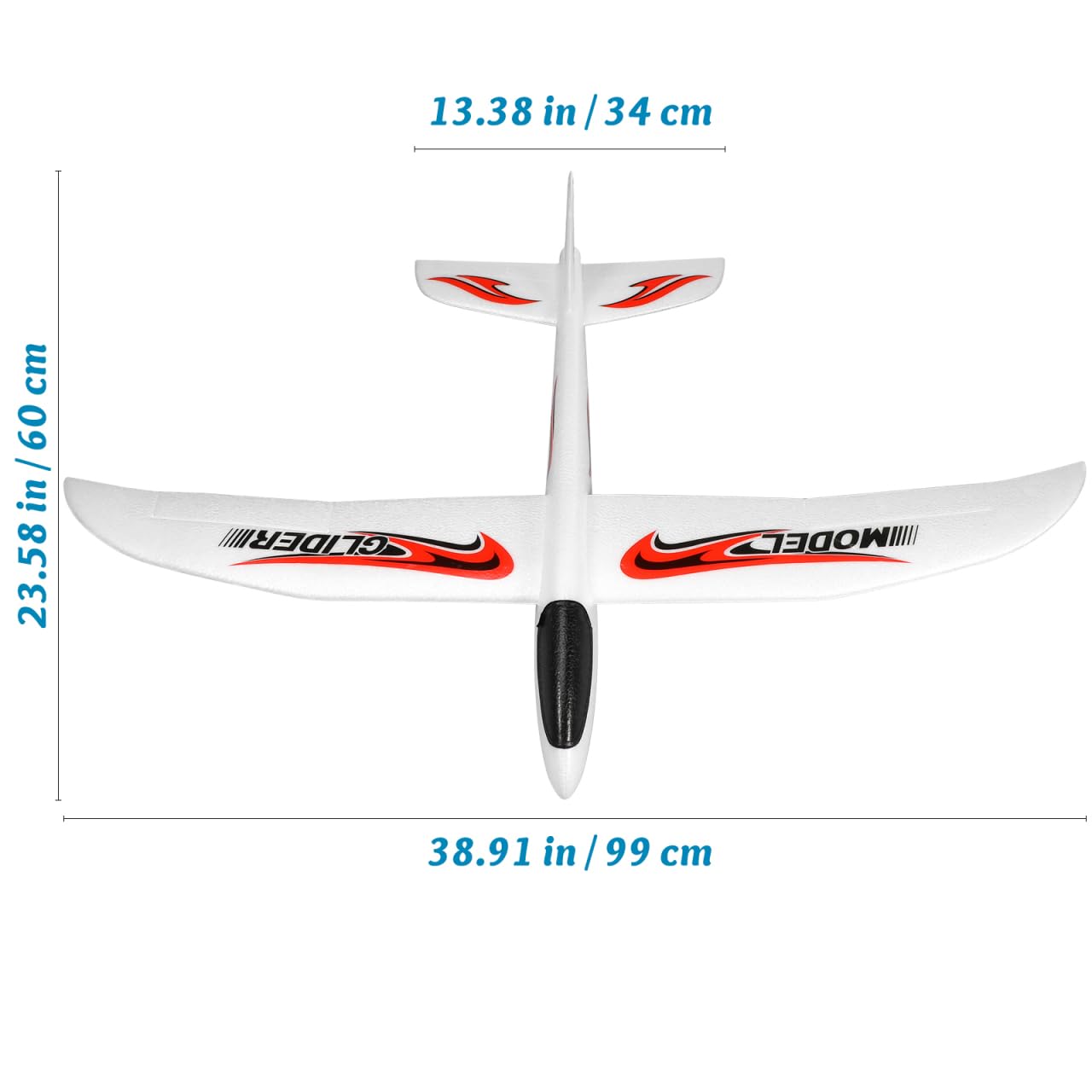 Toyvian Foam Airplanes: 39 Inch Large Foam Airplanes for Kids, Throwing Glider Plane, 2 Flight Mode Glider Toy for Kids Boys Girls Birthday Party Favors Outdoor Games