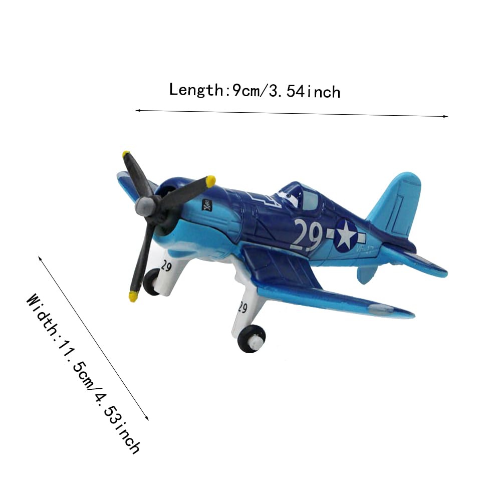 5 Pack Movie Planes Metal Diecast Airplane Toy Set, Including No. 7 Dusty, No. 11 Bulldog, No. 29 Skipper, No. 17 Yellow Bird and Ishani (5 Pack Planes Set C)