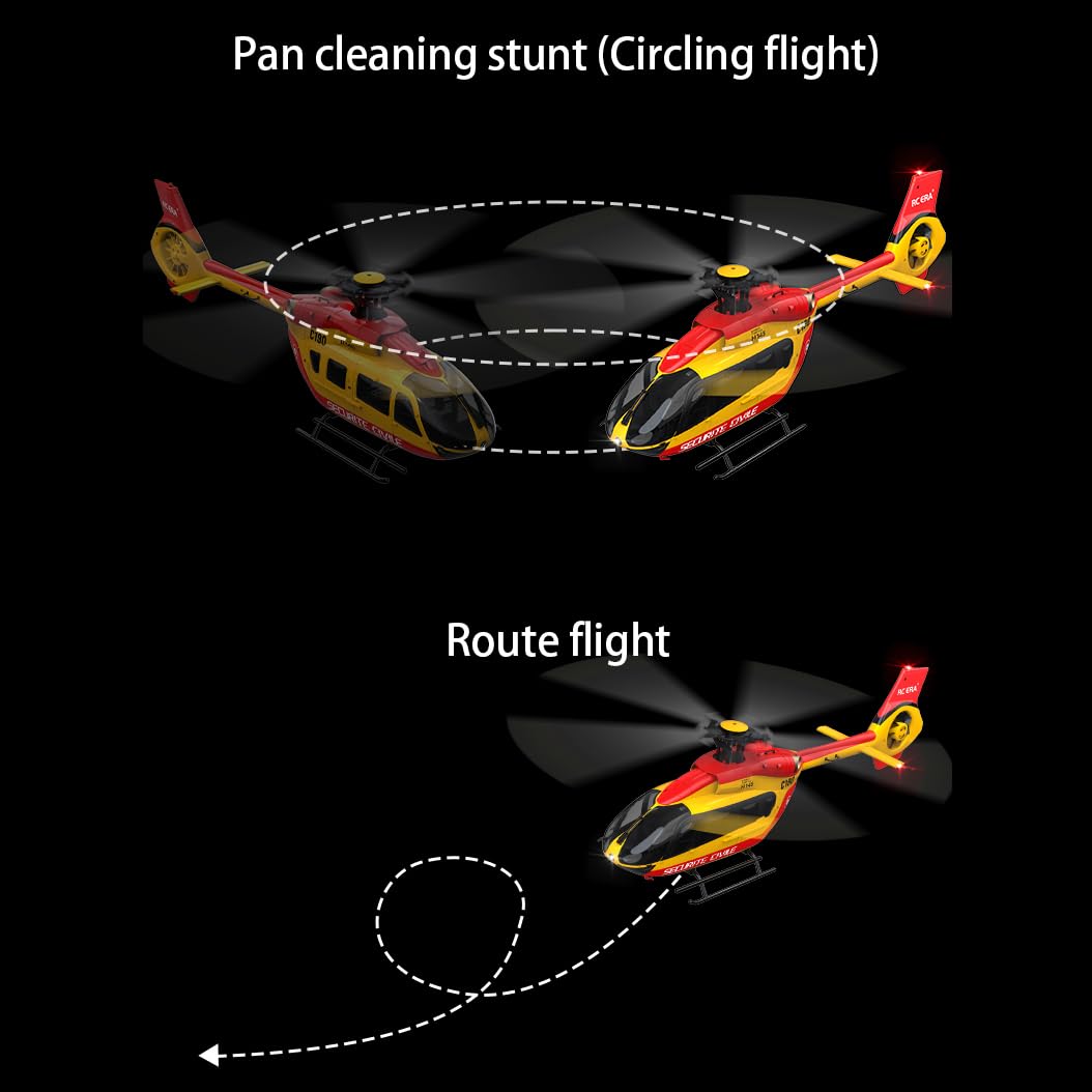 Ssccgym C190 H145 6CH Remote Control Helicopter Aircraft for Adults Beginners RC Heli Single Rotor No Ailerons Maintain Altitude Hover/Optical Flow Positioning RTF 335MM (Yellow 2-Battery)