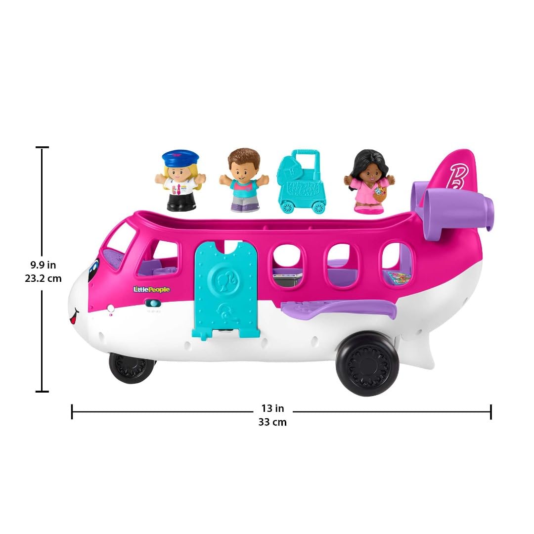 Fisher-Price Little Barbie Dream Airplane Presented By Little People With 1 Airplane, 1 Barbie, 1 Ken, 1 Pilot And 1 Luggage Element, Multilingual, Children's Toy, From 2 Years, HNK77