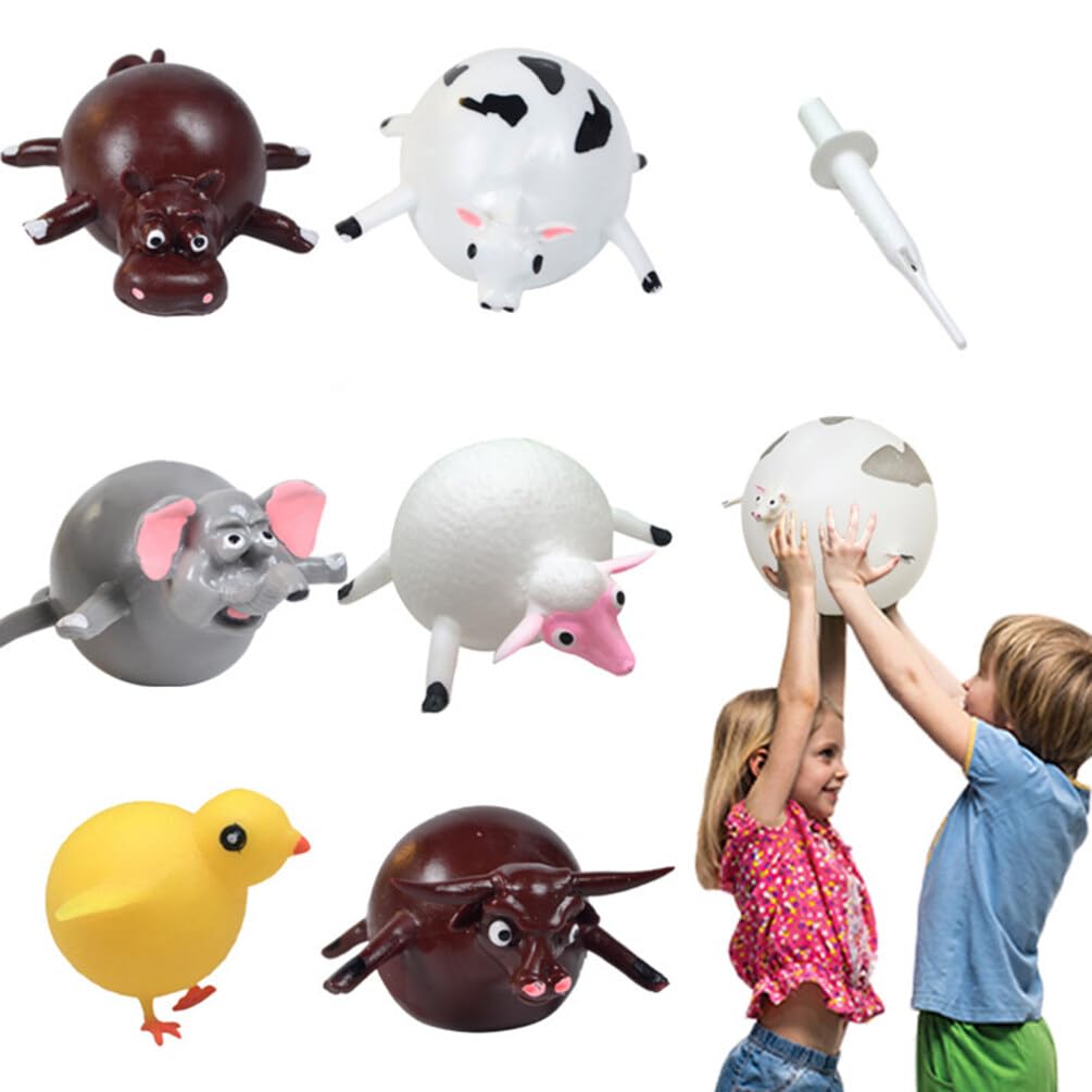 NUOBESTY 5Pcs Blowing Animals Toy Inflatable Balloon Squeeze Ball Kids Party Balloons Easter Gift Random Style