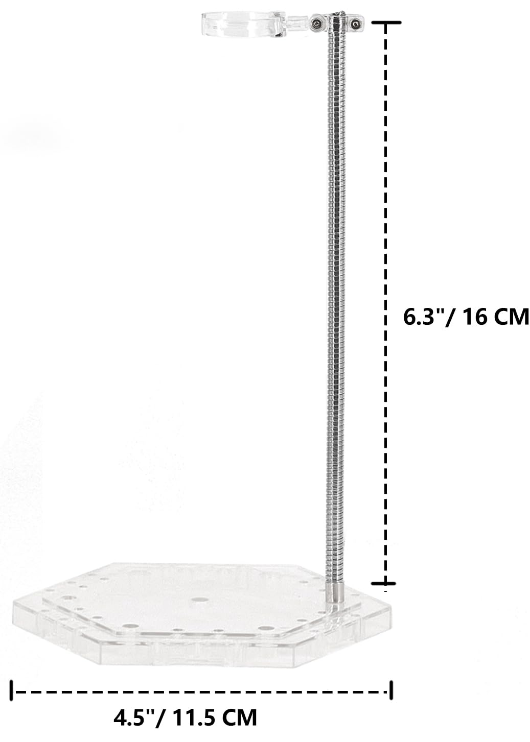 Action Figure Stand with Flexible Metal Arm,Action Figure Pose Display Holder Base,Flight Stands for Action Figures Compatible with HG RG SD SHF Gundam 1/144 Toy with Screwdriver (8Pcs Clear)