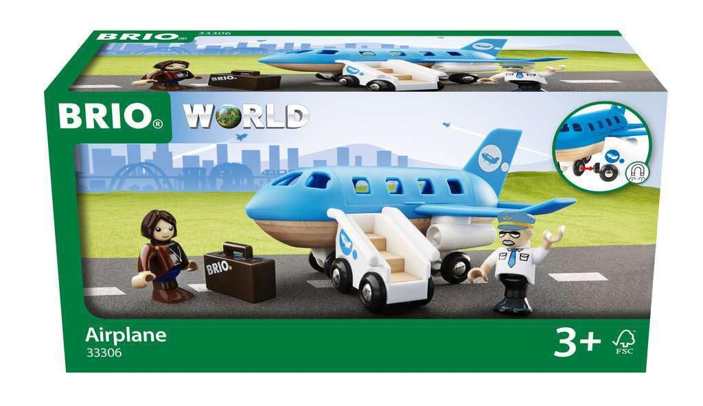 BRIO World - 33306 Airplane | Stimulating Wooden Toy Plane Set | Enhances Creativity and Logical Thinking | Compatible with BRIO Railway Toys | for Kids Aged 3+