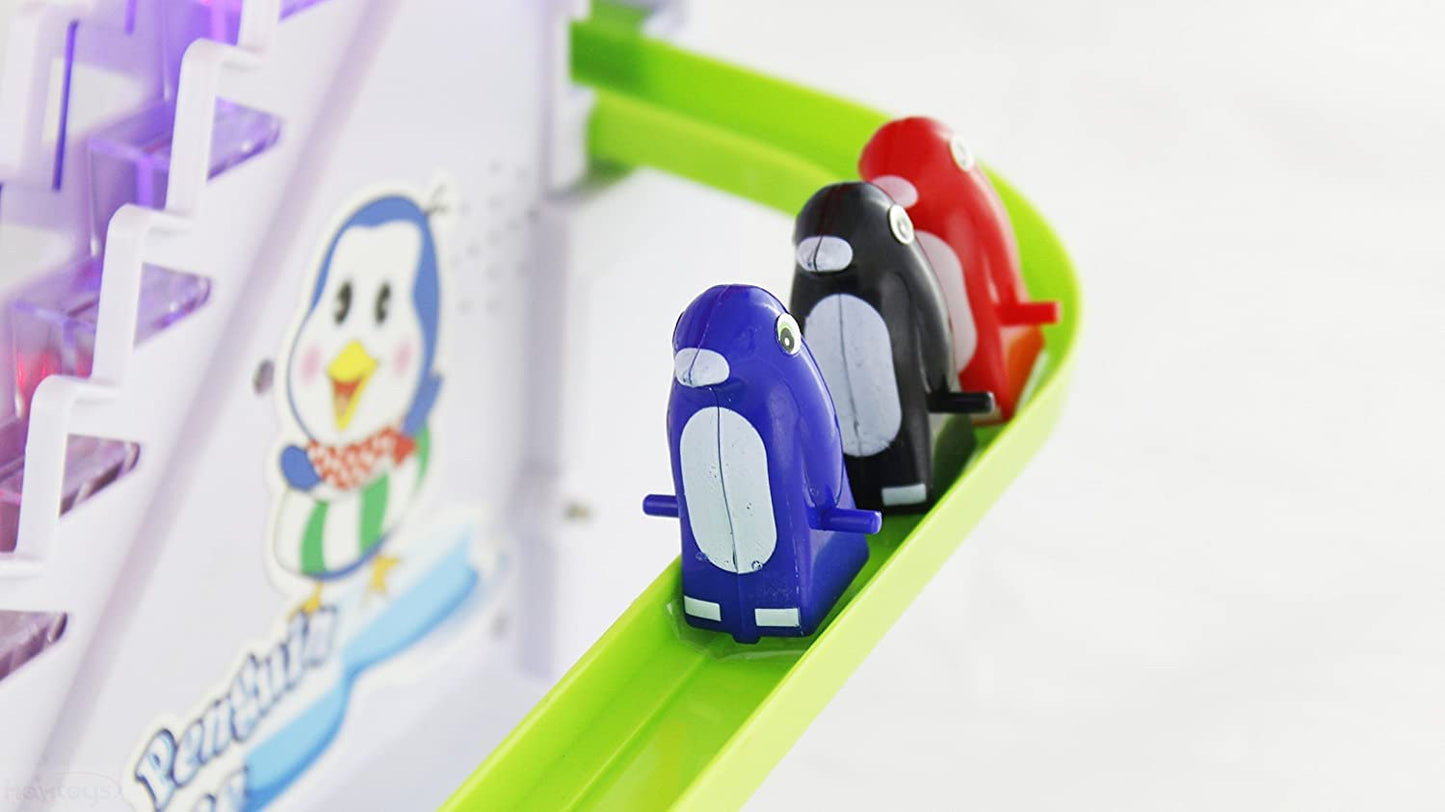 Arctic Fun Penguin Slide Toy Set: Playful Stair Climbing Penguins with Sliding Tracks, Music On/Off Switch for Quiet Play | Interactive Penguin Toy for Kids Toddlers Boys & Girls