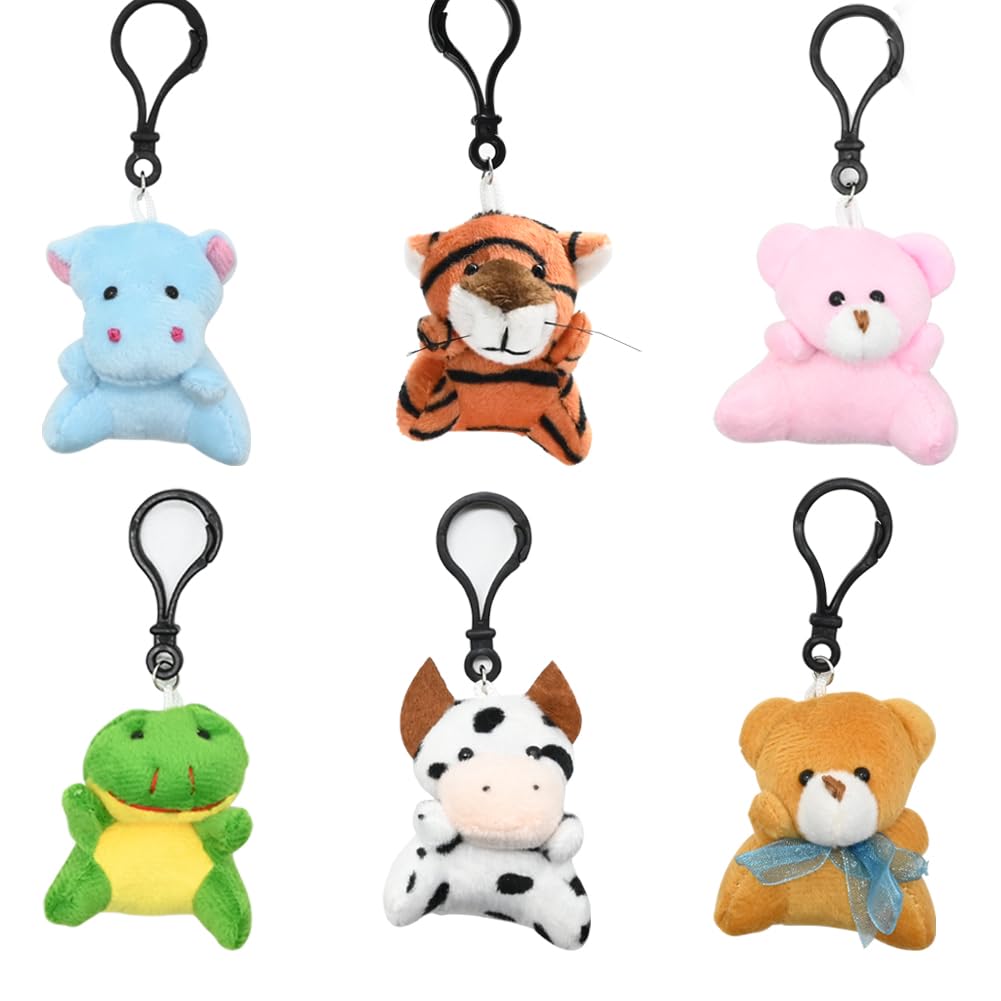 LUKBERA 28 Packs Plush Animals Keychain, Stuffed Animals Keychain Toys for Valentine's Day Easter Egg Fillers Classroom Exchange Gifts Goodie Bag