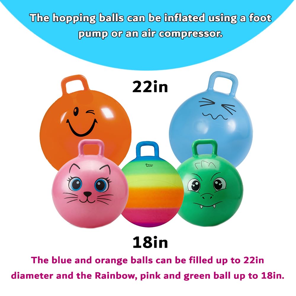 Xino Sports Hopping Ball for Kids - 18 Inch Hopper Ball with Handle, Green Jumping Bouncer Toy for Indoor and Outdoor Play