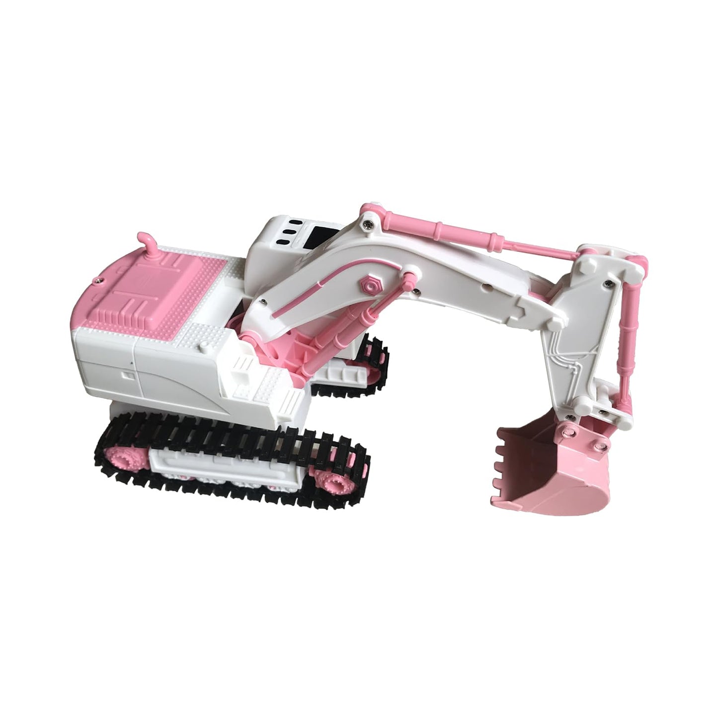 Hylukon Pink RC Excavator, 6 Channel 2.4Ghz RC Construction Vehicle Toy, 1:24Scale 360° Rotation Excavator Toy with Light Music & DIY Stickers Birthday Gift for Teen