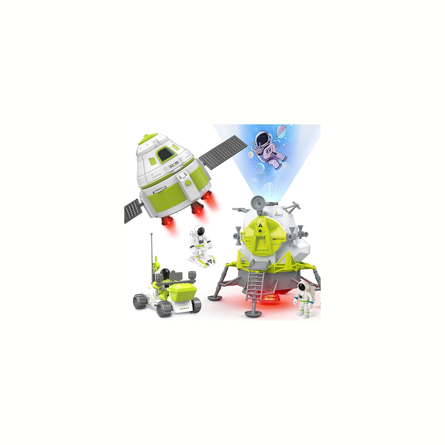 AuntyFey Space Rocket Ship Toys for Kids, Space Toys Shuttle for Kids 3-5-7 with 3 Astronaut Figures, Spaceship with Glowing & Sound Effect, Educational Stem Gift for Boy Girl