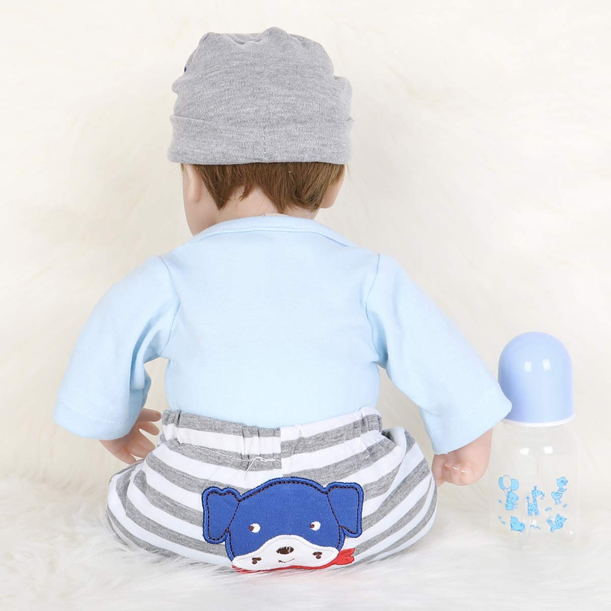 ENADOLL Reborn Baby Doll Realistic Silicone Vinyl Baby Blue Dog Boy 16 inch Weighted Soft Body Lifelike Doll Gift Set for Ages 3+