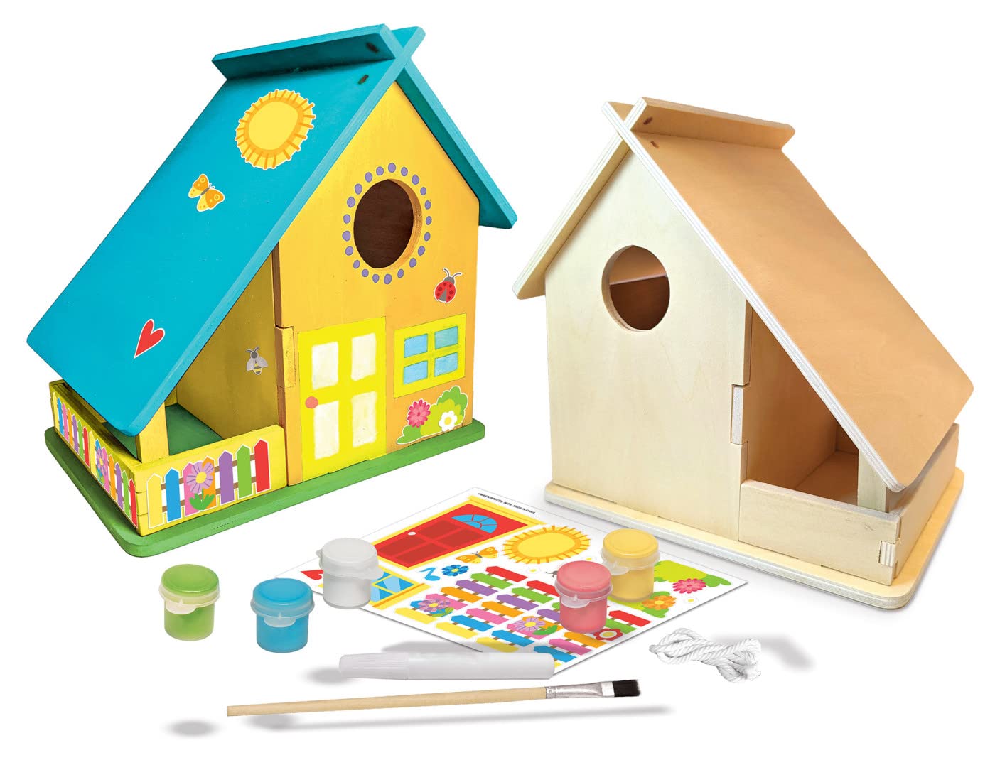 Works of Ahhh... Audubon Bird House Kit - Buildable Wood Paint Set for Kids - Complete Craft Kit with Paint & Sequins - Unisex, All Ages