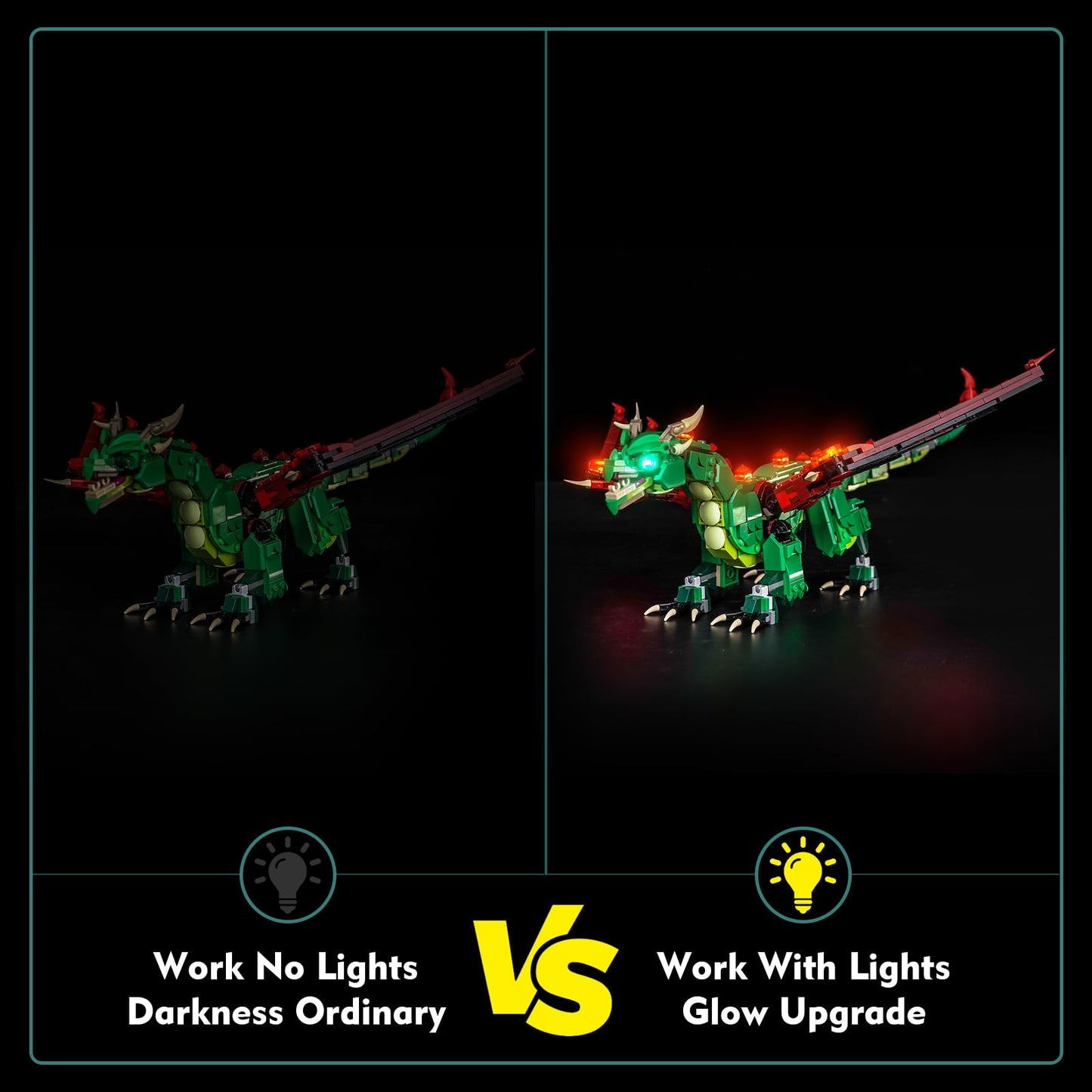 LocoLee Light kit Compatible with Lego Medieval Dragon - No Model Only Light, LED Lighting Accessories Compatible with Lego Medieval Flying Dragon 31161