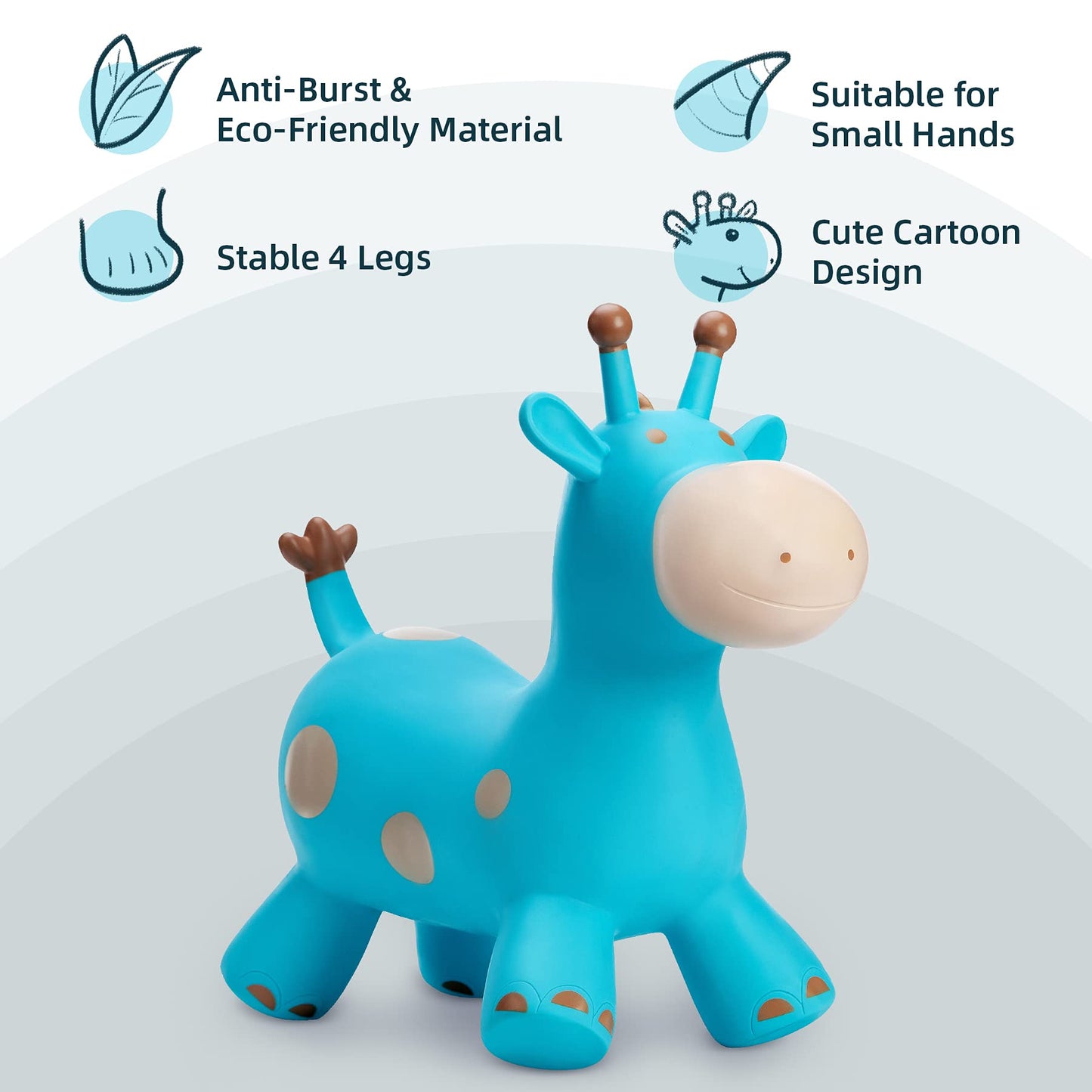 EVERICH TOY Giraffe Bouncy Horse Hopper for Toddlers, Bouncy Animals Jumping Horse, Inflatable Ride on Bouncer Hopping Toys Gifts for Boys and Girls 18 Months 2 3 4 5 6 Years Old