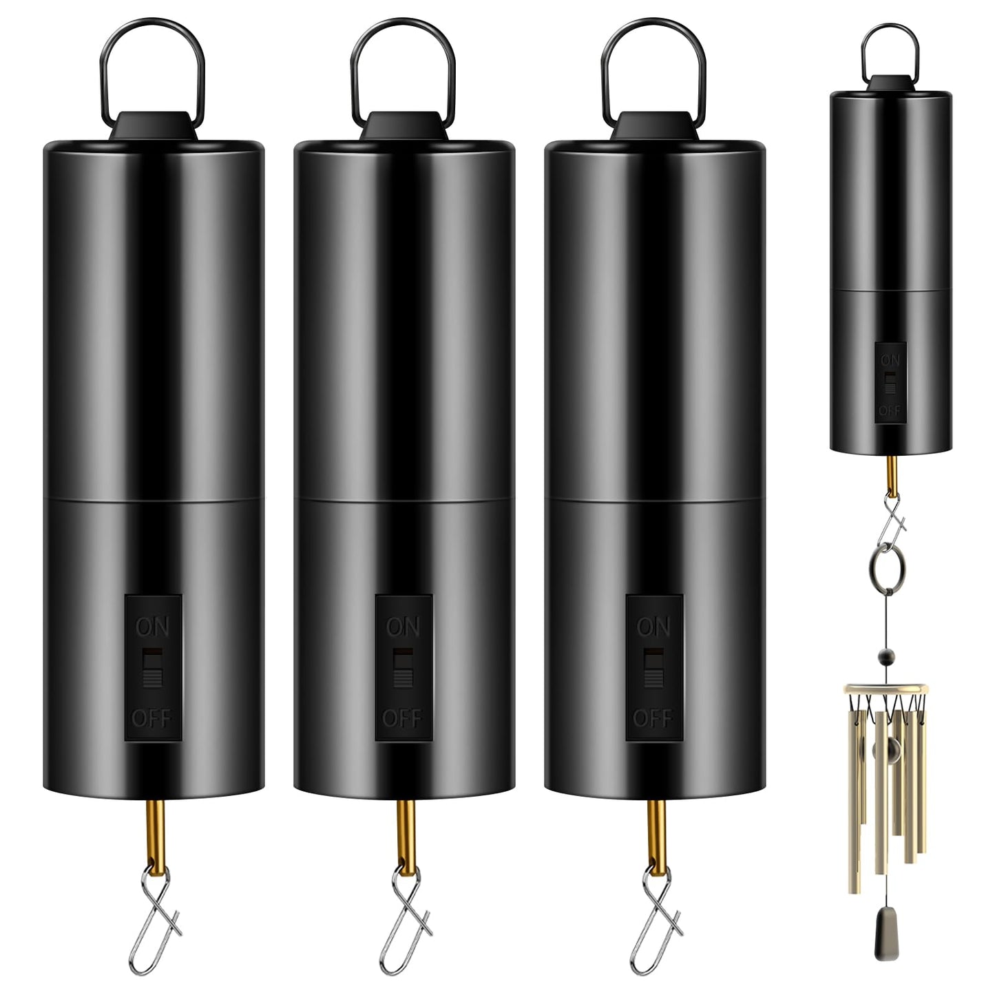 3 Pieces Hanging Black Rotating Motor Wind Spinner Mobile Battery Operated Motor Multi-Purposes Rotatable Hook for Garden Decoration Accessory Supplies