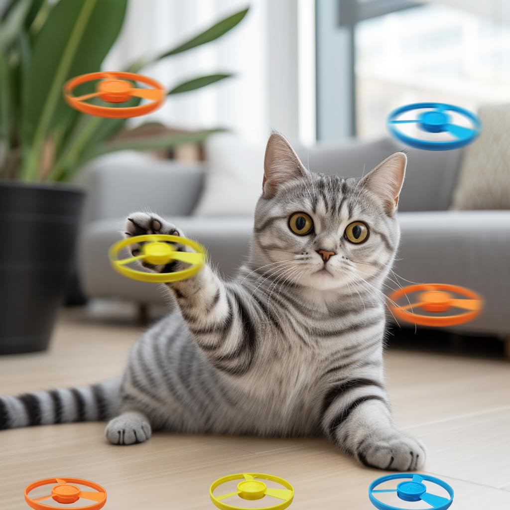 Svemei Cat Fetch Toy, Interactive Flying Cat Toy with 48 Propellers, Toys for Training Hunting Chasing(only Flying Propellers)
