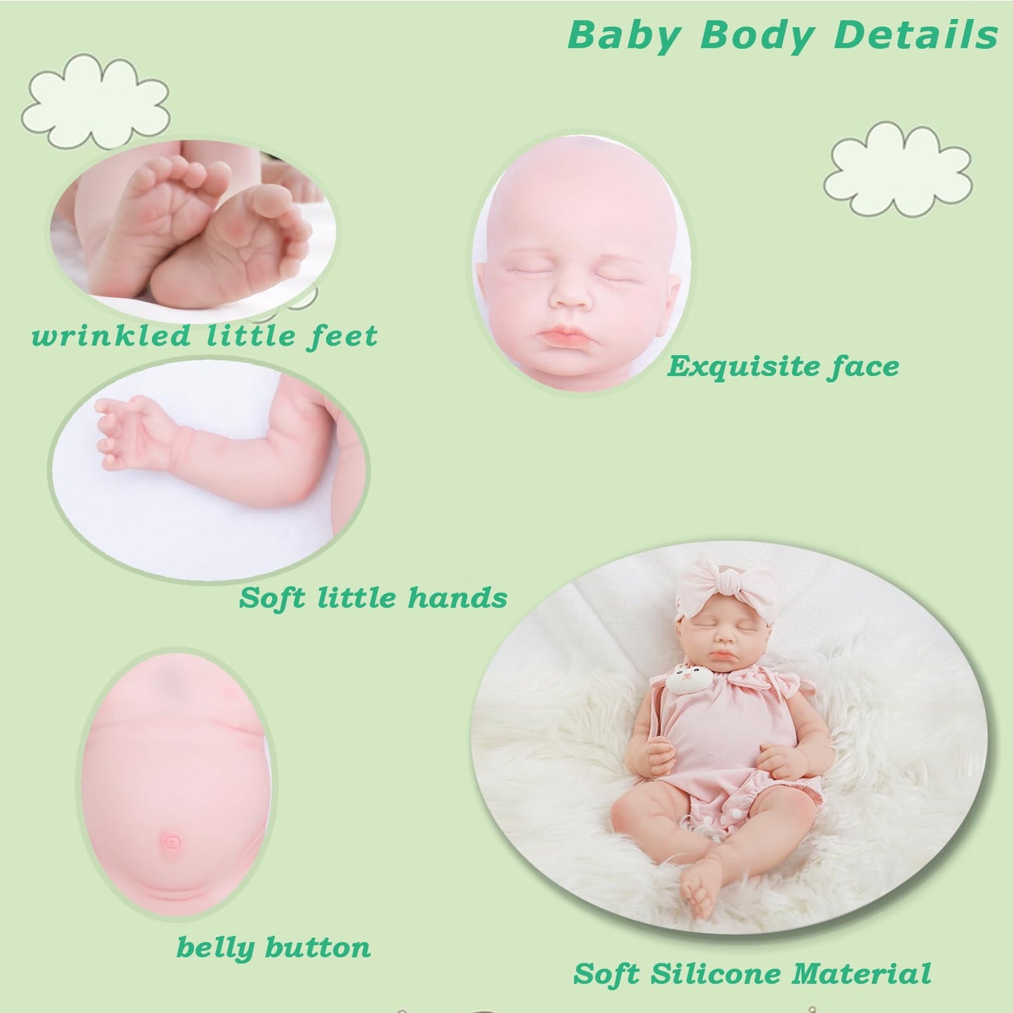 KUICEO Reborn Baby Dolls that Lifelike -18.5 inch Full Body Silicone Sleeping Baby Girl Handmade Face Realistic Body Details for Children Gift